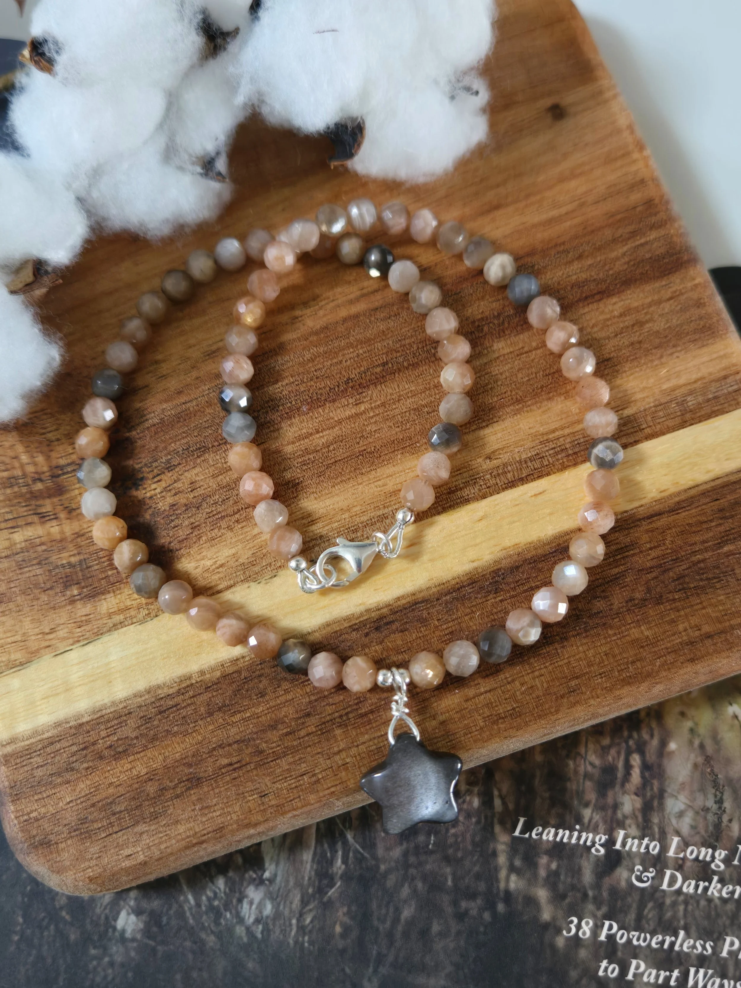 Starlit Grounding Necklace — Black Sunstone & Silver Obsidian