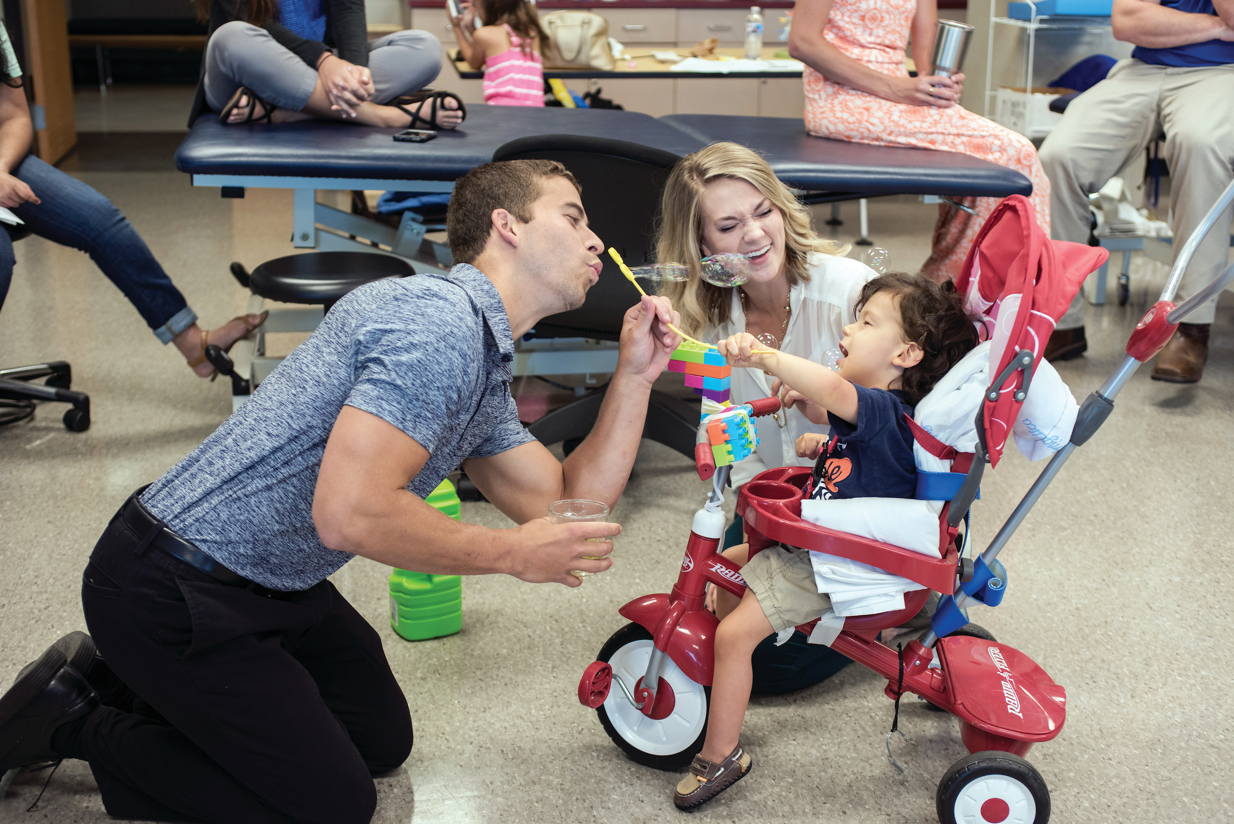 Physical Therapy student working with child