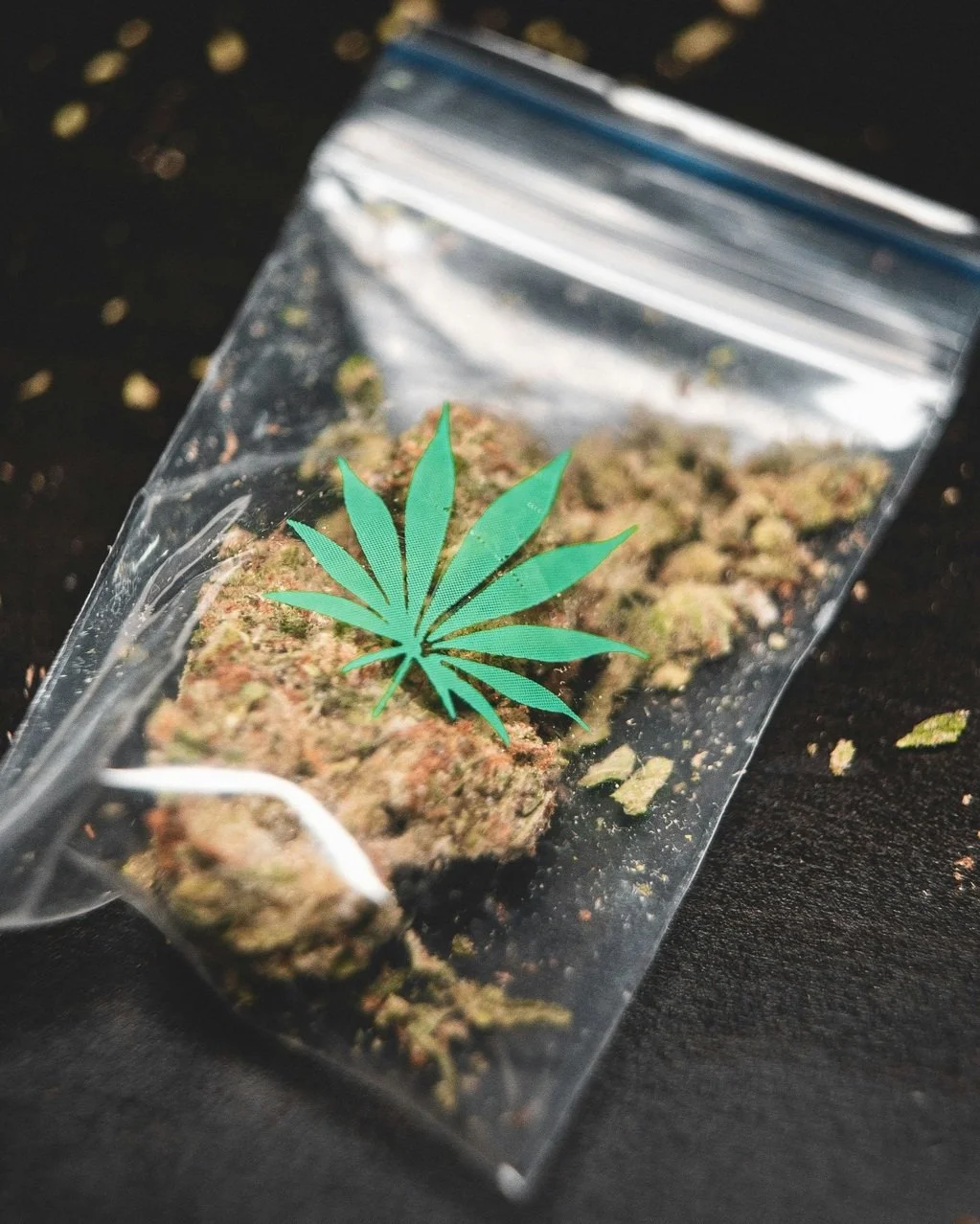 Bag of marijuana representing drug possession and distribution charges in Davis County Utah