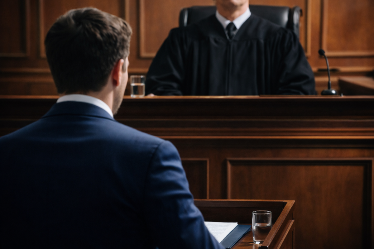 Utah criminal court hearing with defendant standing before a judge during court proceedings highlighting the importance of experienced criminal defense representation
