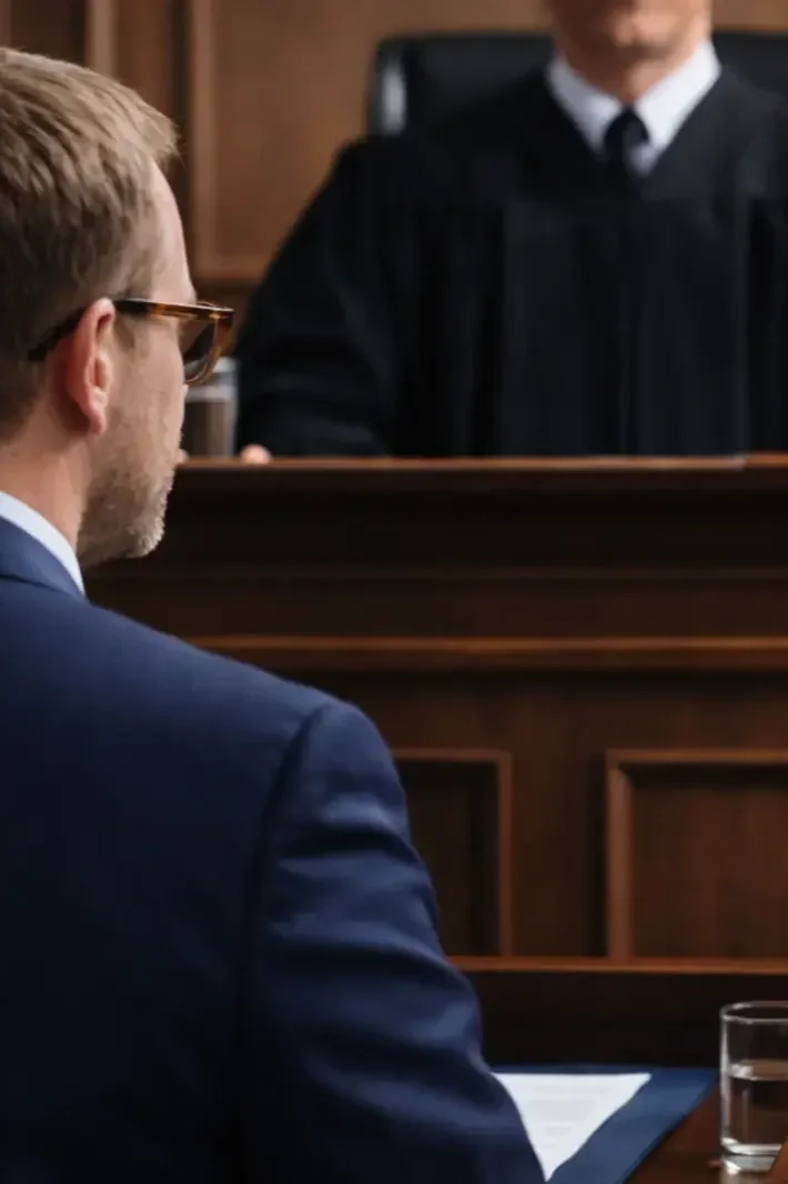 Utah domestic violence defense attorney addressing a judge during a courtroom hearing in a Northern Utah criminal case.