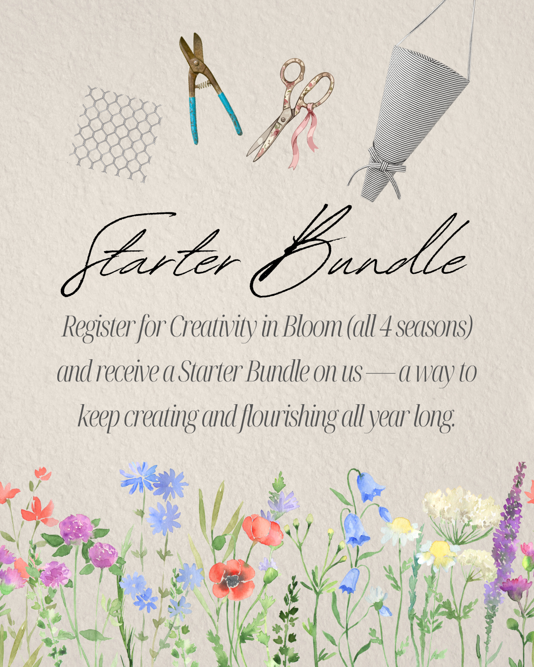 Neutral Green Delicate Soft Floral Hand Drawn Wildflowers Hello Summer Greeting Instagram Post.png