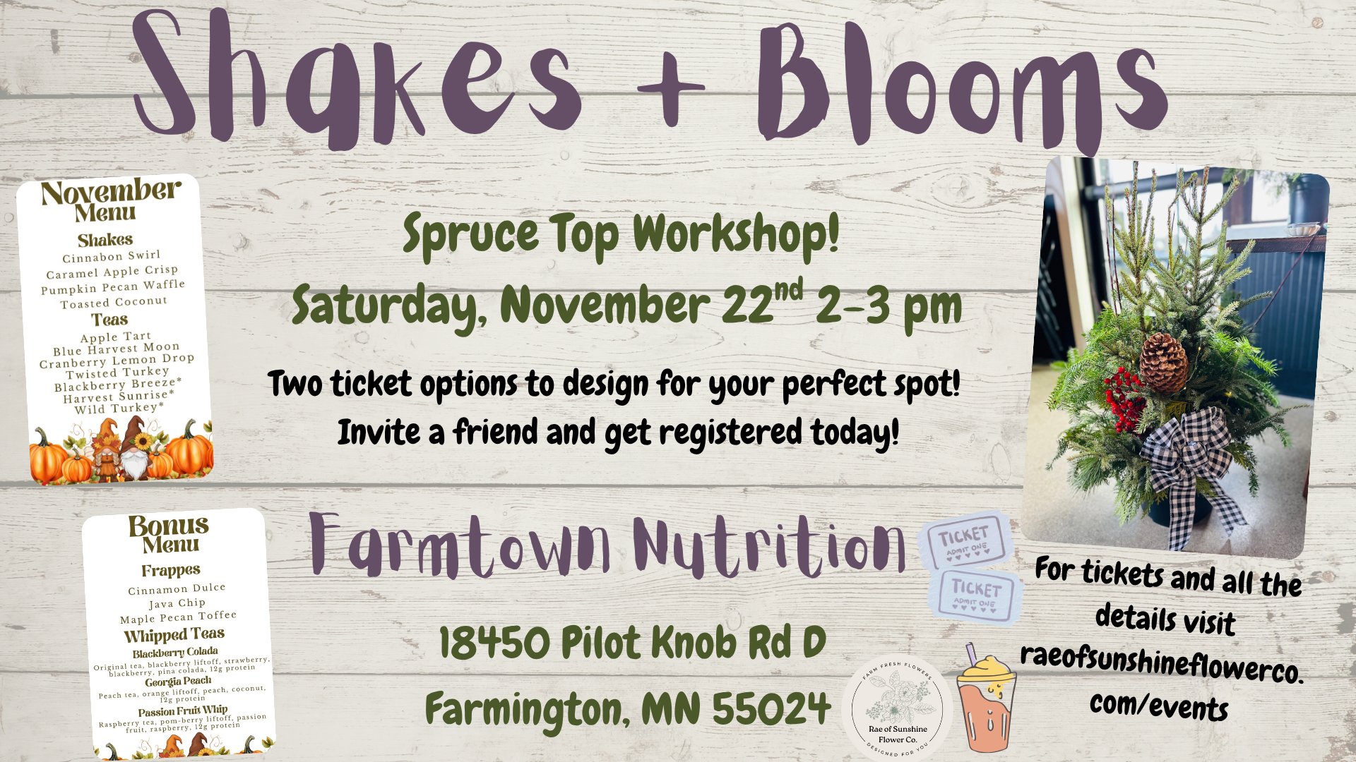 Shakes + Blooms : Spruce Top Workshop!