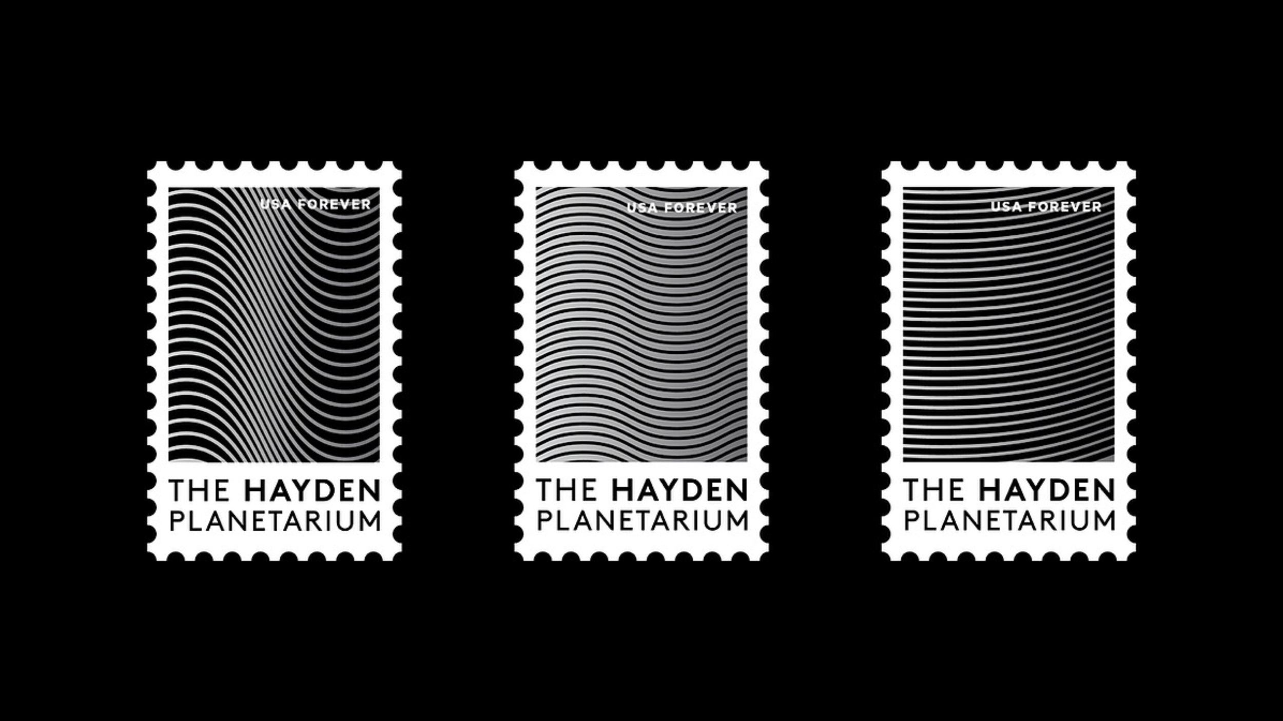 Series of US Postage Stamps with abstract silver patterns