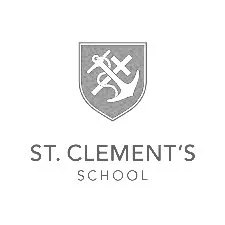 Logo of St. Clement's School with a shield and stylized emblem above the school name