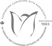 Logo of the Parkinson's Foundation with a tulip design, text around it reads supporting Canadians with Parkinson's since 1965.