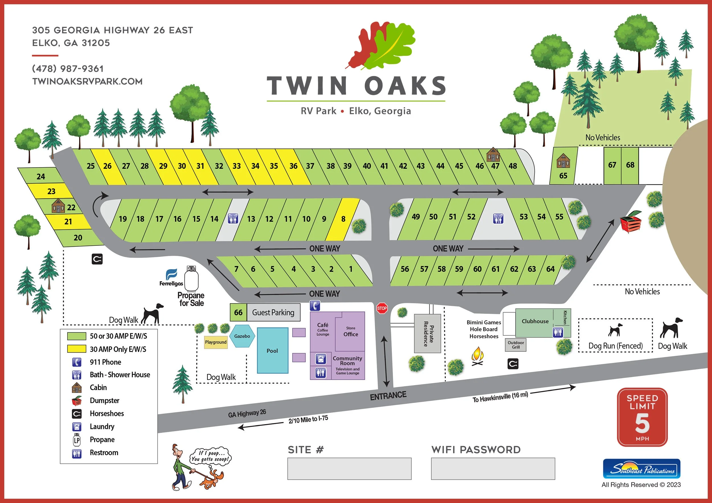 Park Map — Twin Oaks RV Resort Elko, GA