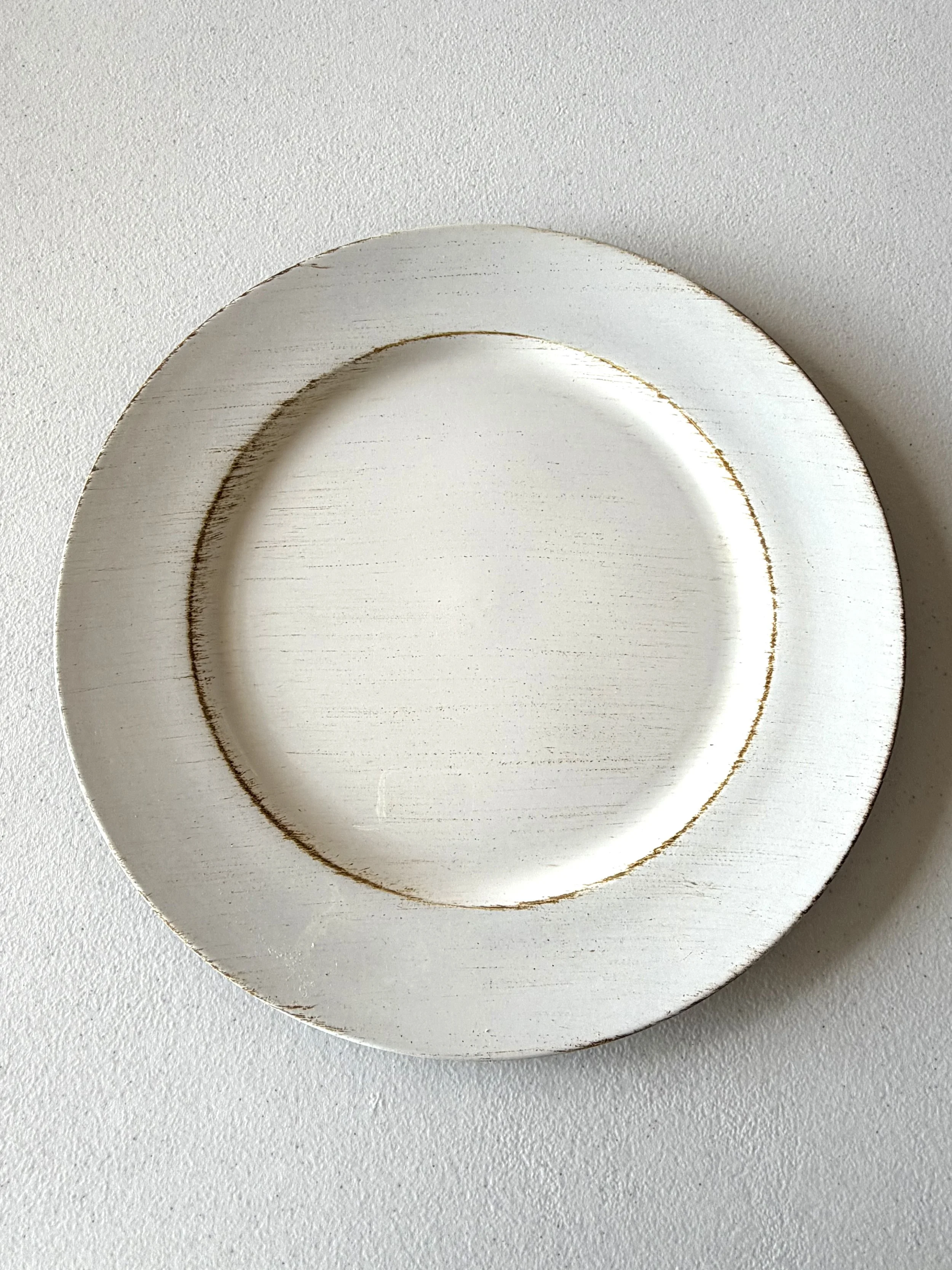 13" White Vintage Wood Accent Charger - 150 Available