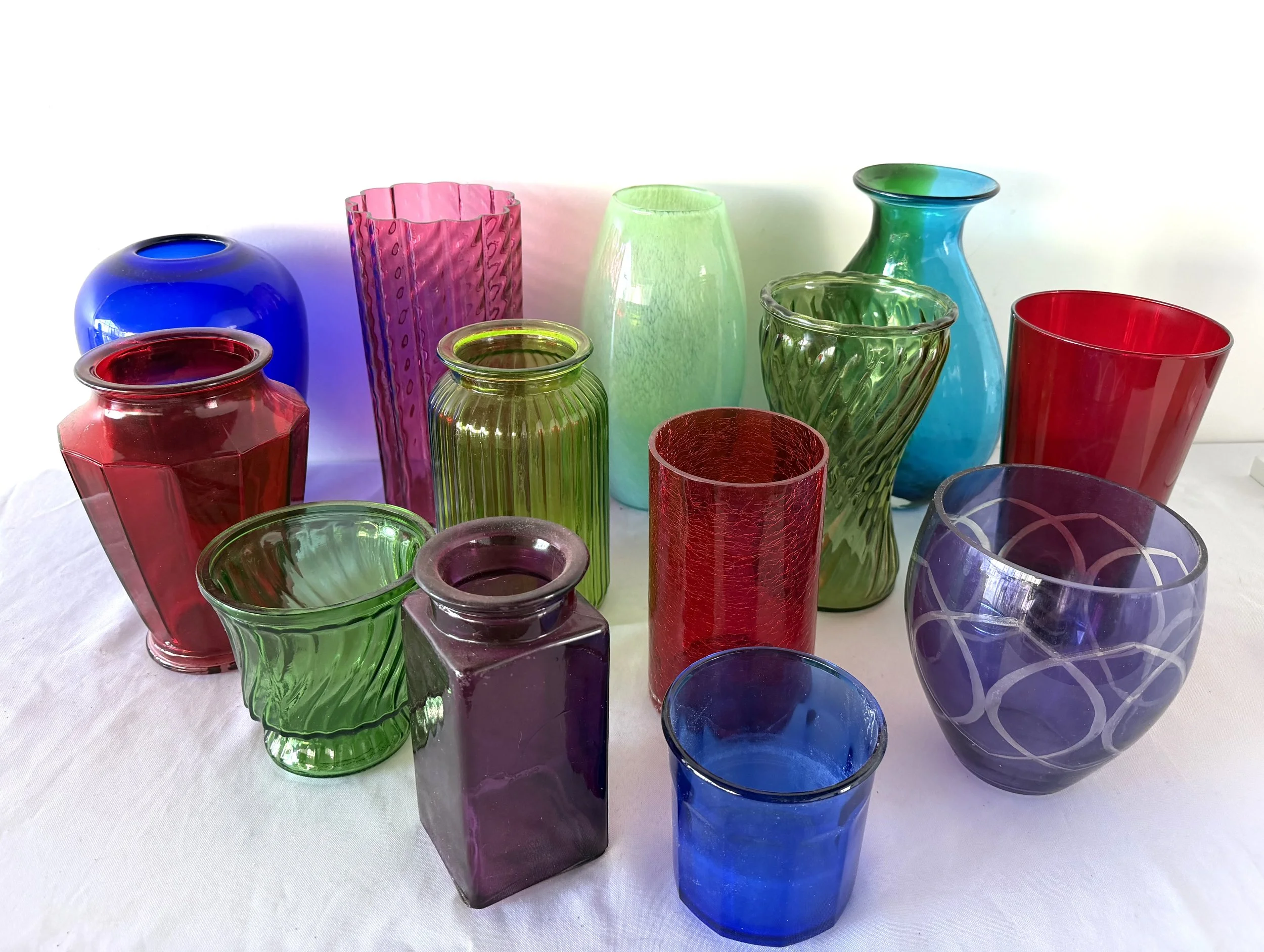 Large Gem-Colored Flower Vases - 13 Available