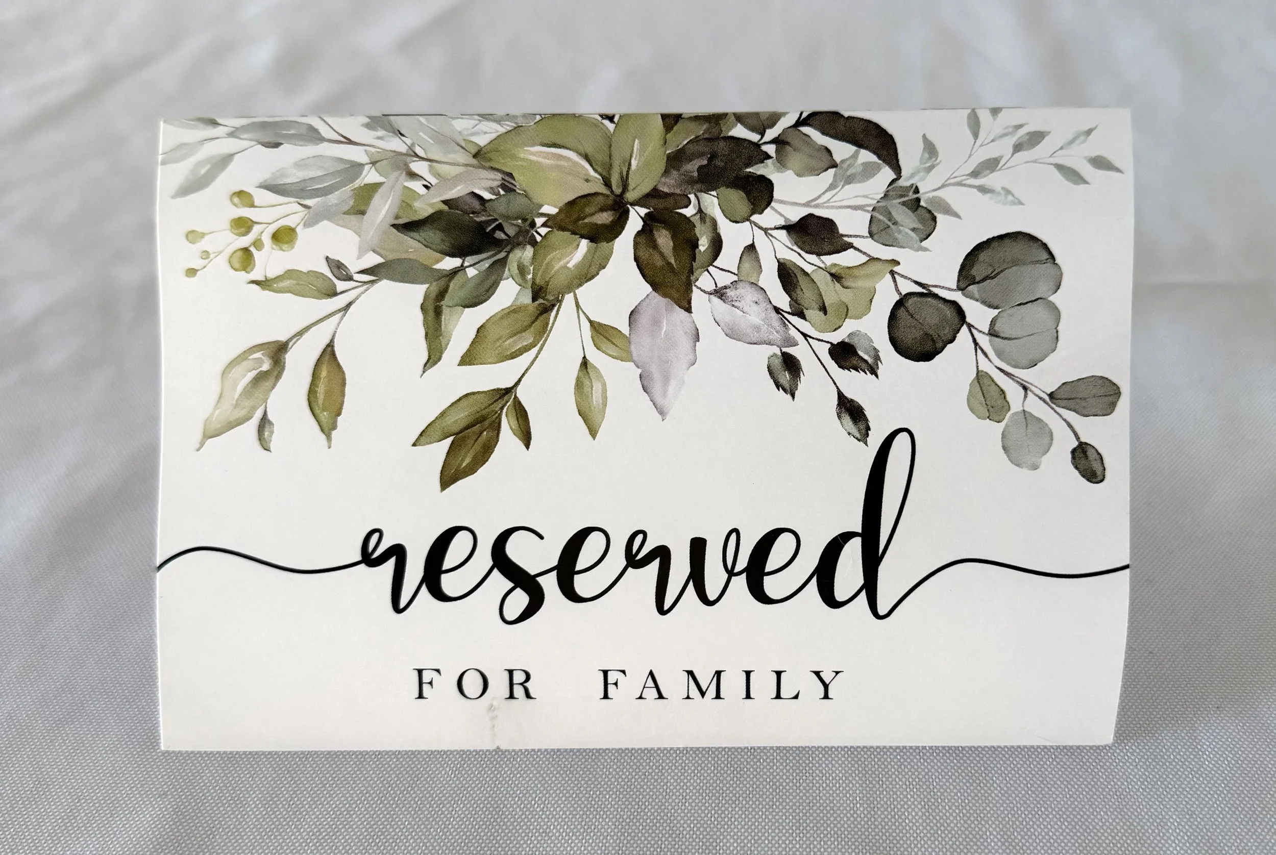 Reserved Sign - Card Stock -Tent style-  6 Available