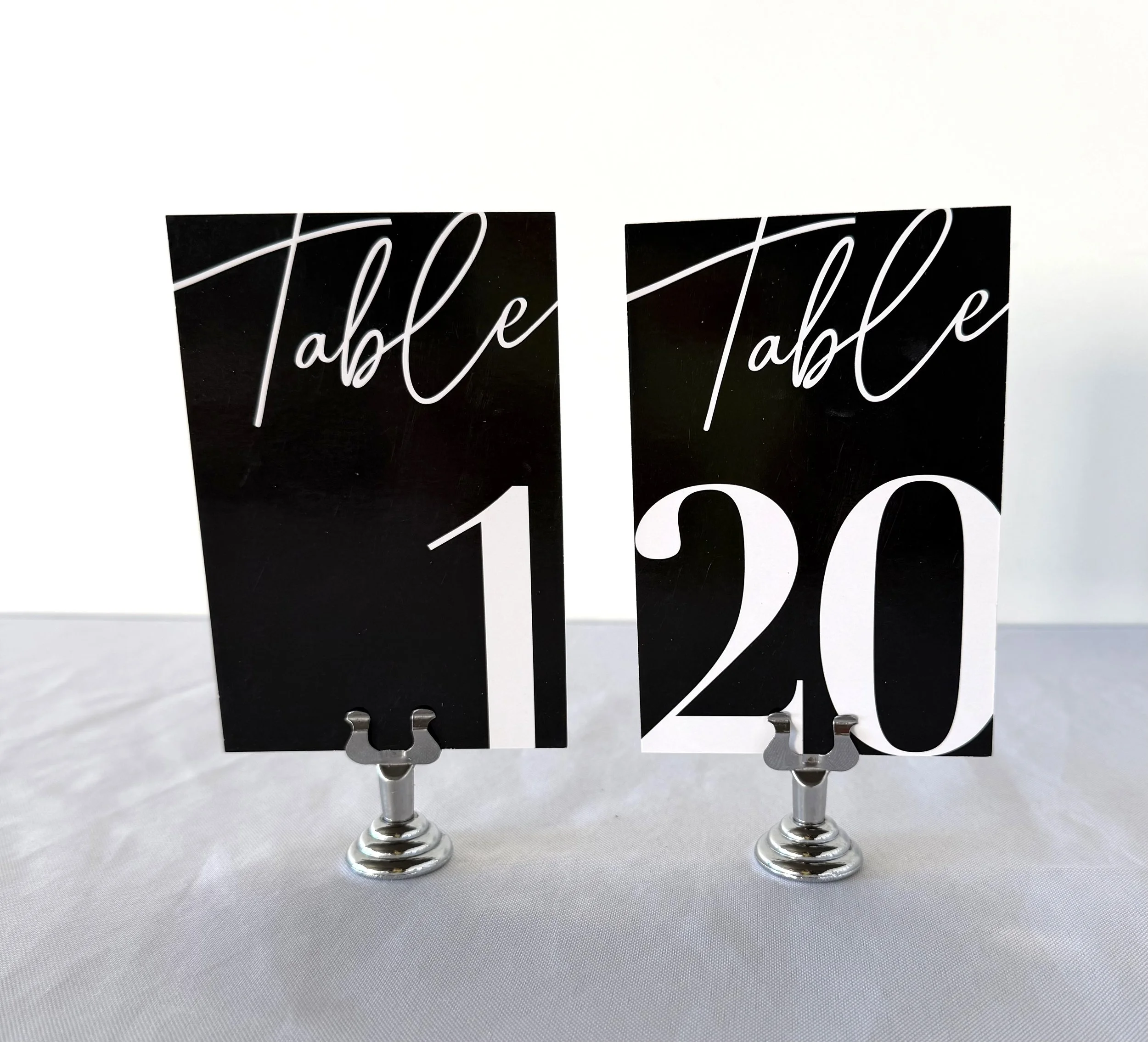 Card Stock Table Numbers - Black with White Writing