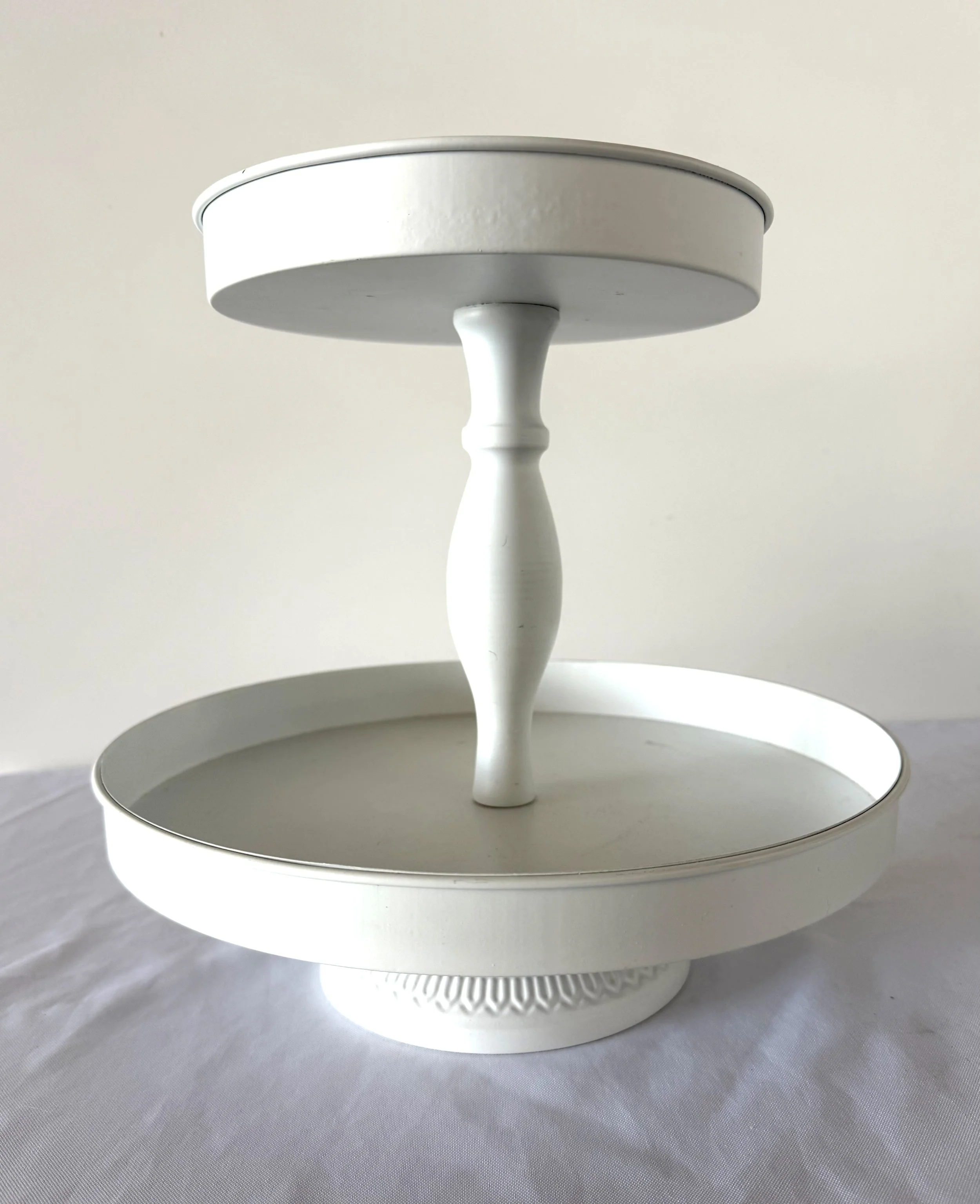 White Metal Two-Tiered Dessert Stand