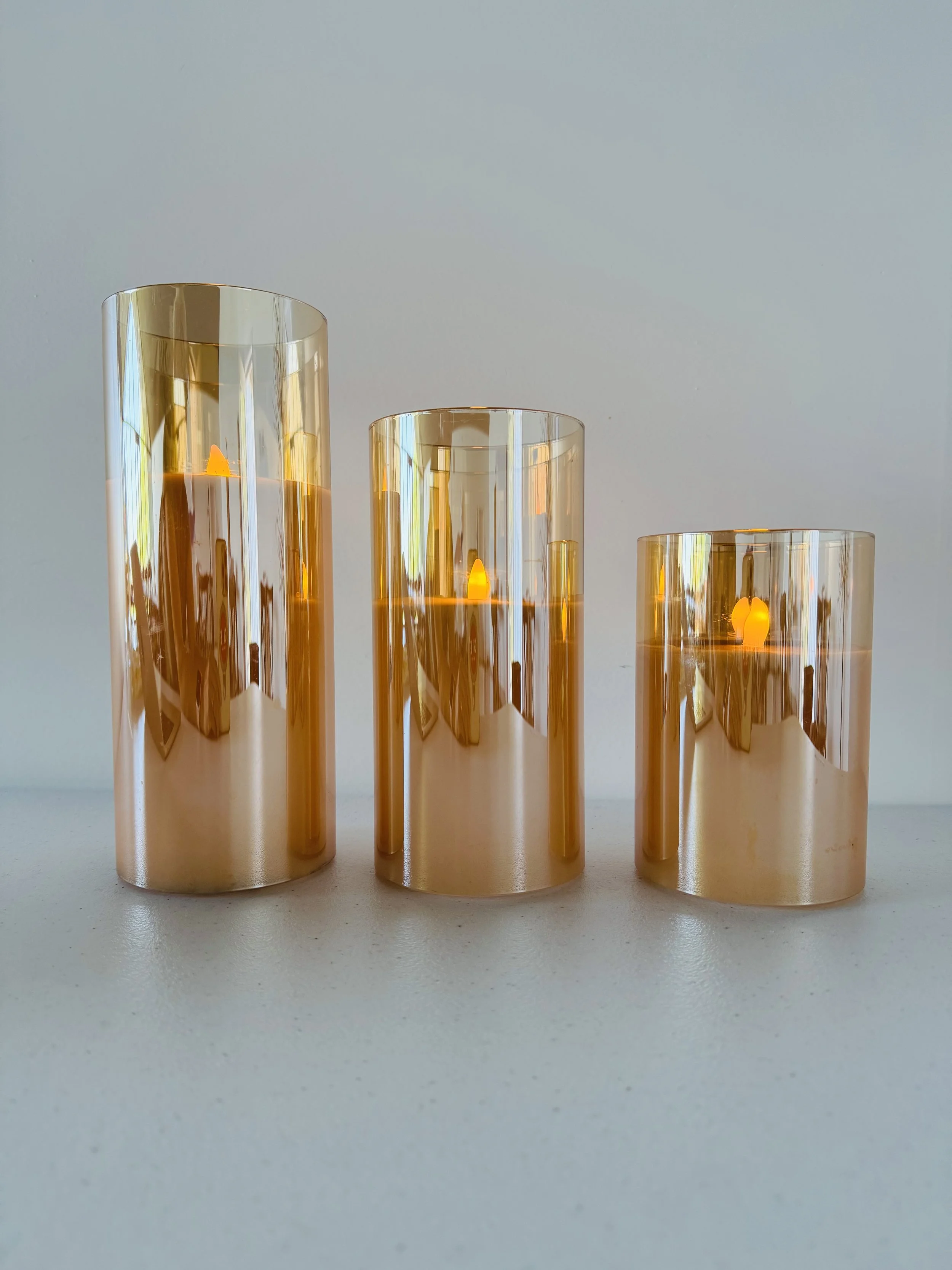 Amber Glass Flameless Candles