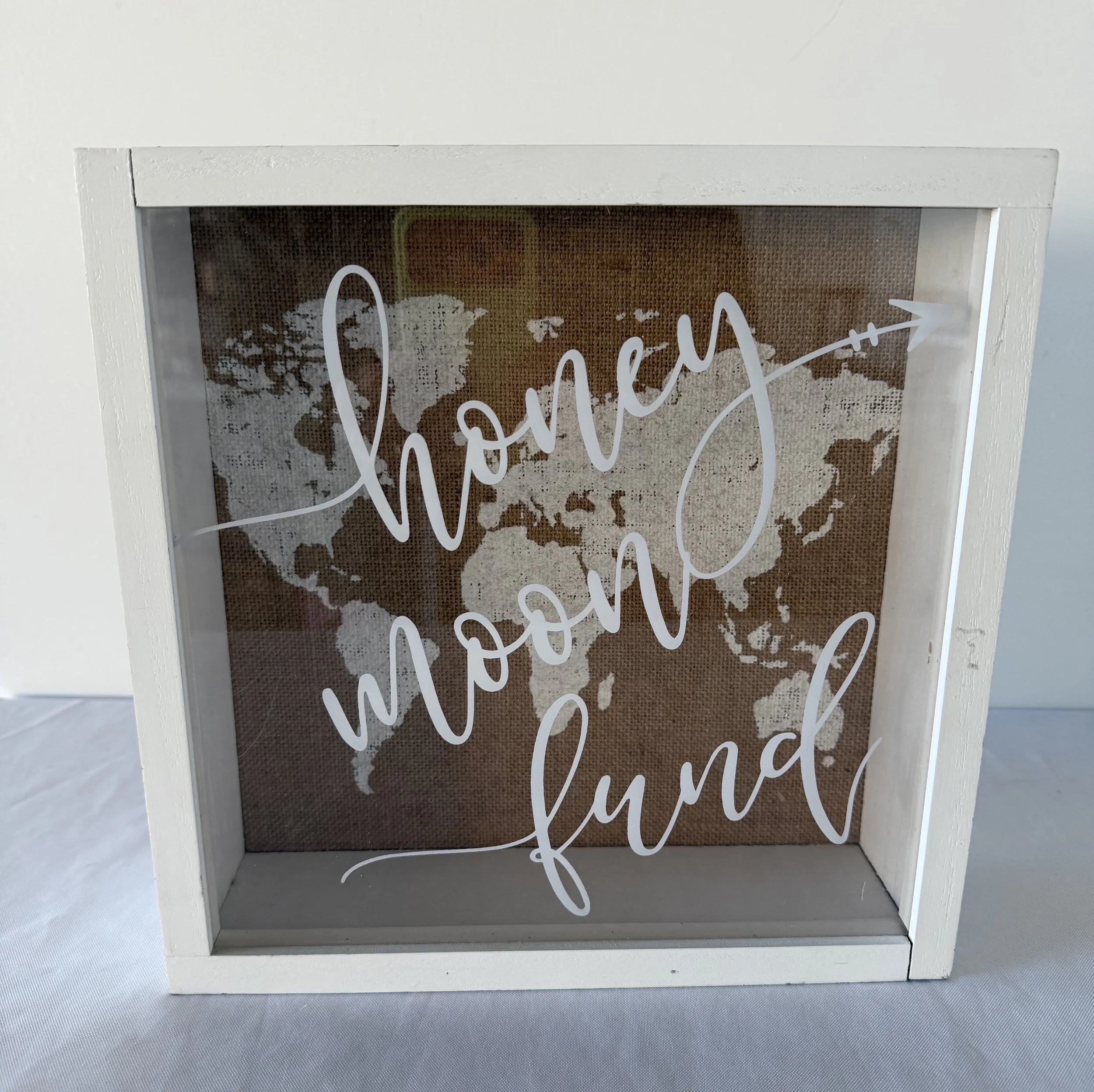 Honeymoon Fund Box - White Wood - 1 available