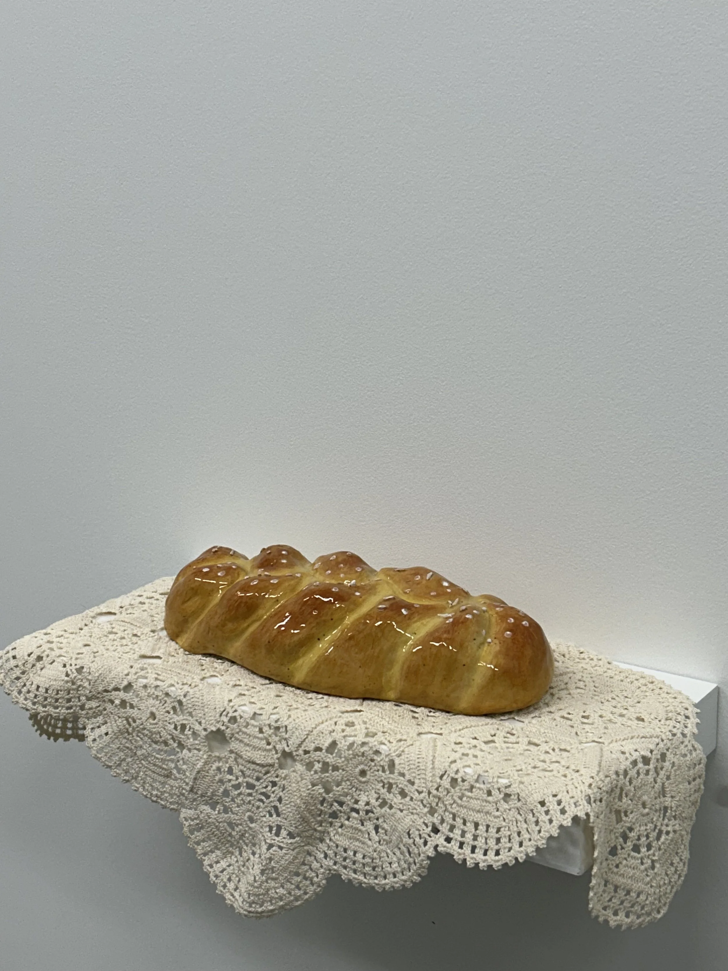 "Mom's Easter Challah" install view at Nostalgia, This Gallery (Vancouver, 2025)