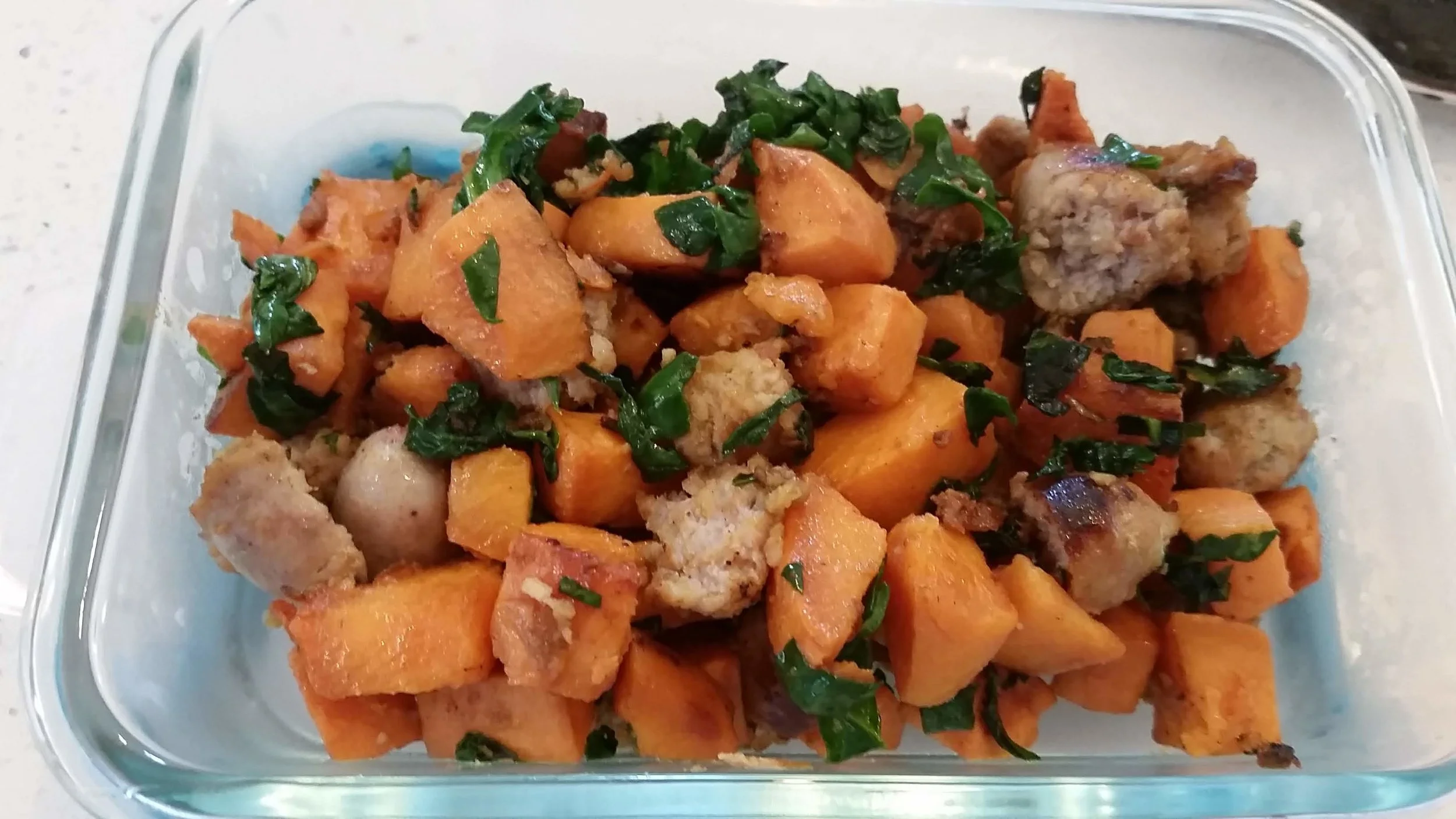 Sweet potato and sausage hash