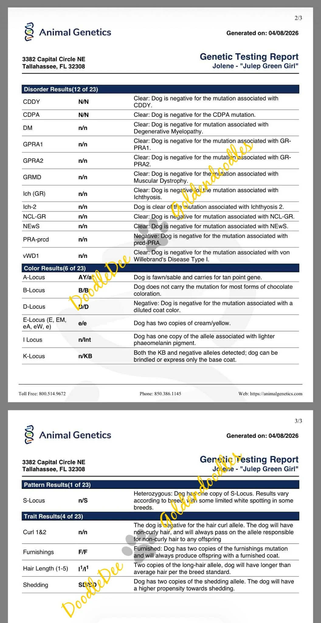 Genetic Health Testing- AG