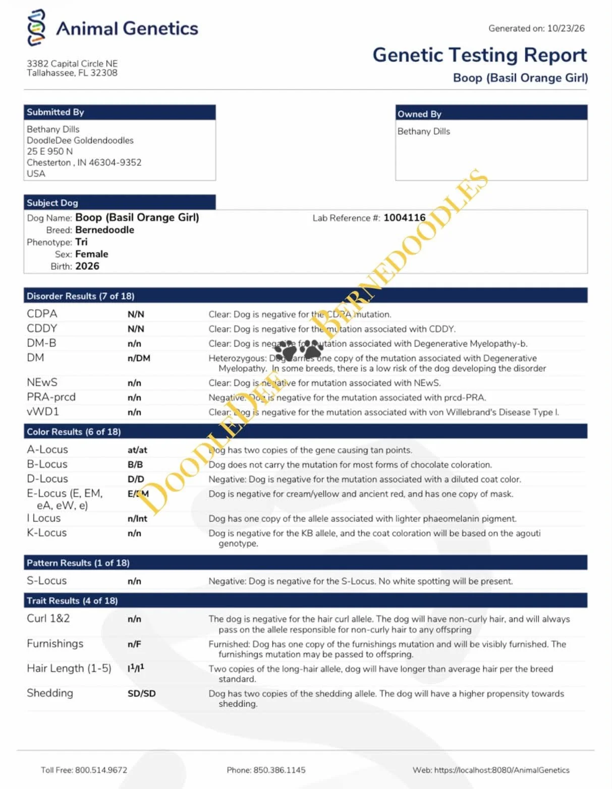 Boop Genetic Health Testing: AG