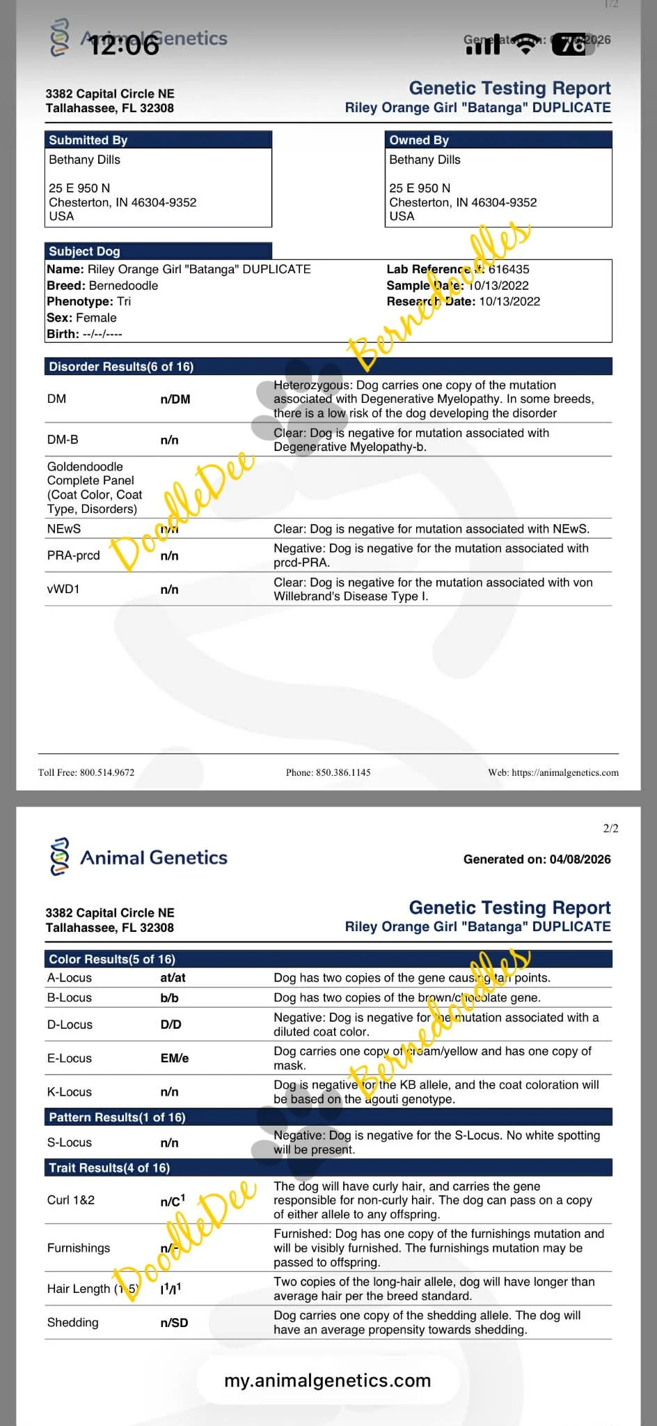 Genetic Health Testing- AG