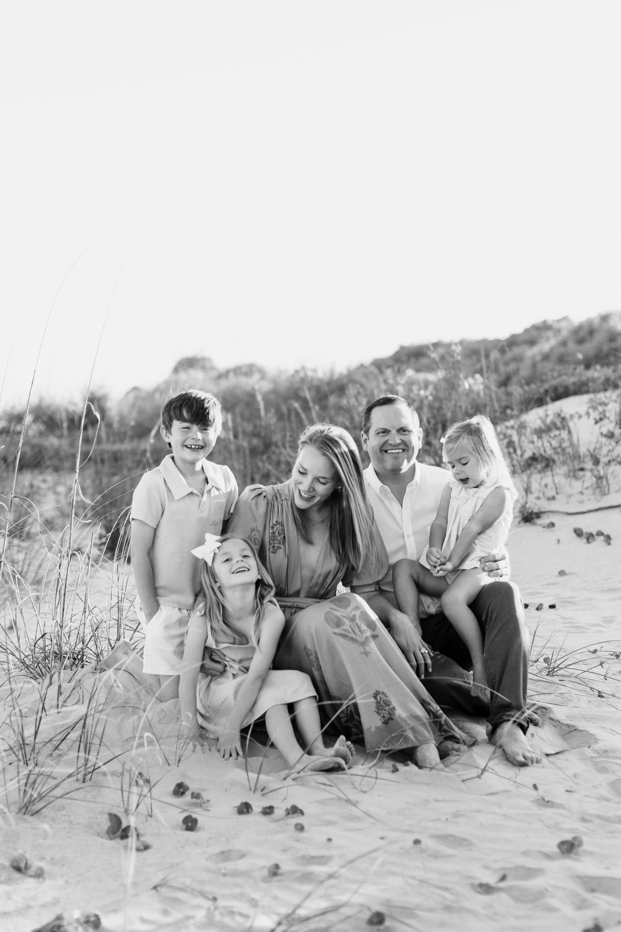 Relaxed family lifestyle photos on the sand in the Hamptons