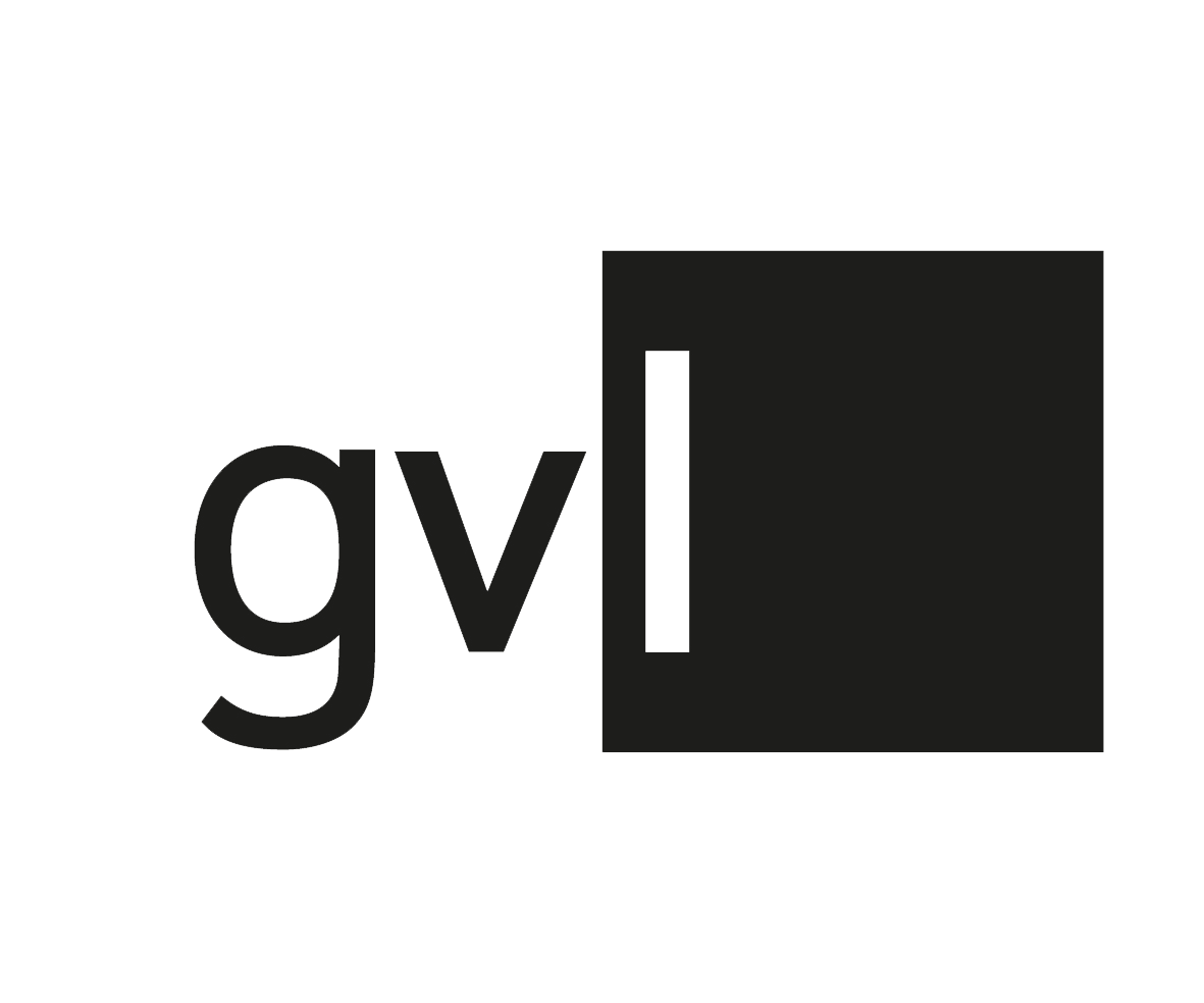 Ein Logo mit den Buchstaben 'gvl' und einem schwarzen Quadrat auf der rechten Seite.