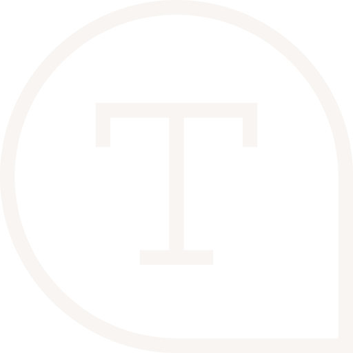 Ein schwarzes Logo mit einem weißen Kreis und einem stilisierten Buchstaben 'T' in der Mitte.