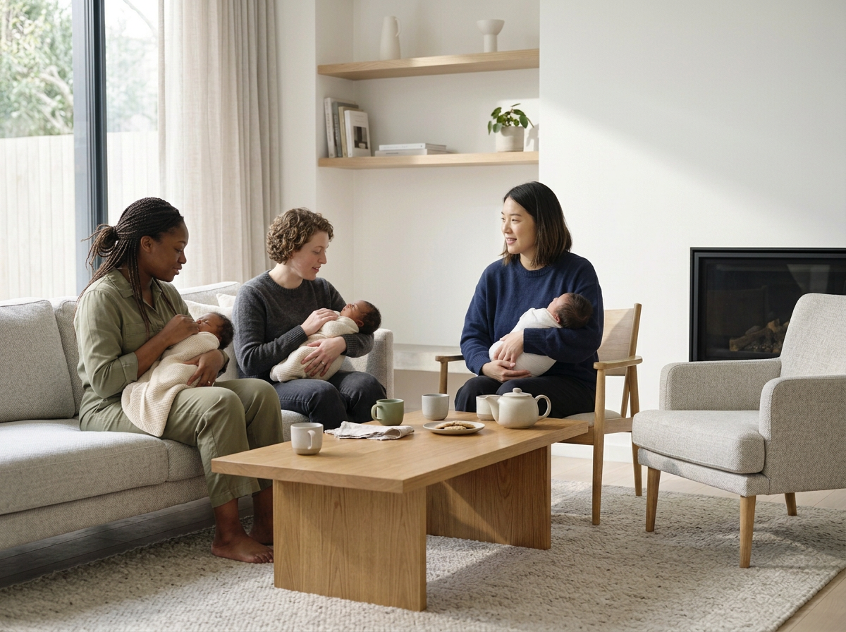 Mom's with newborn in a group setting