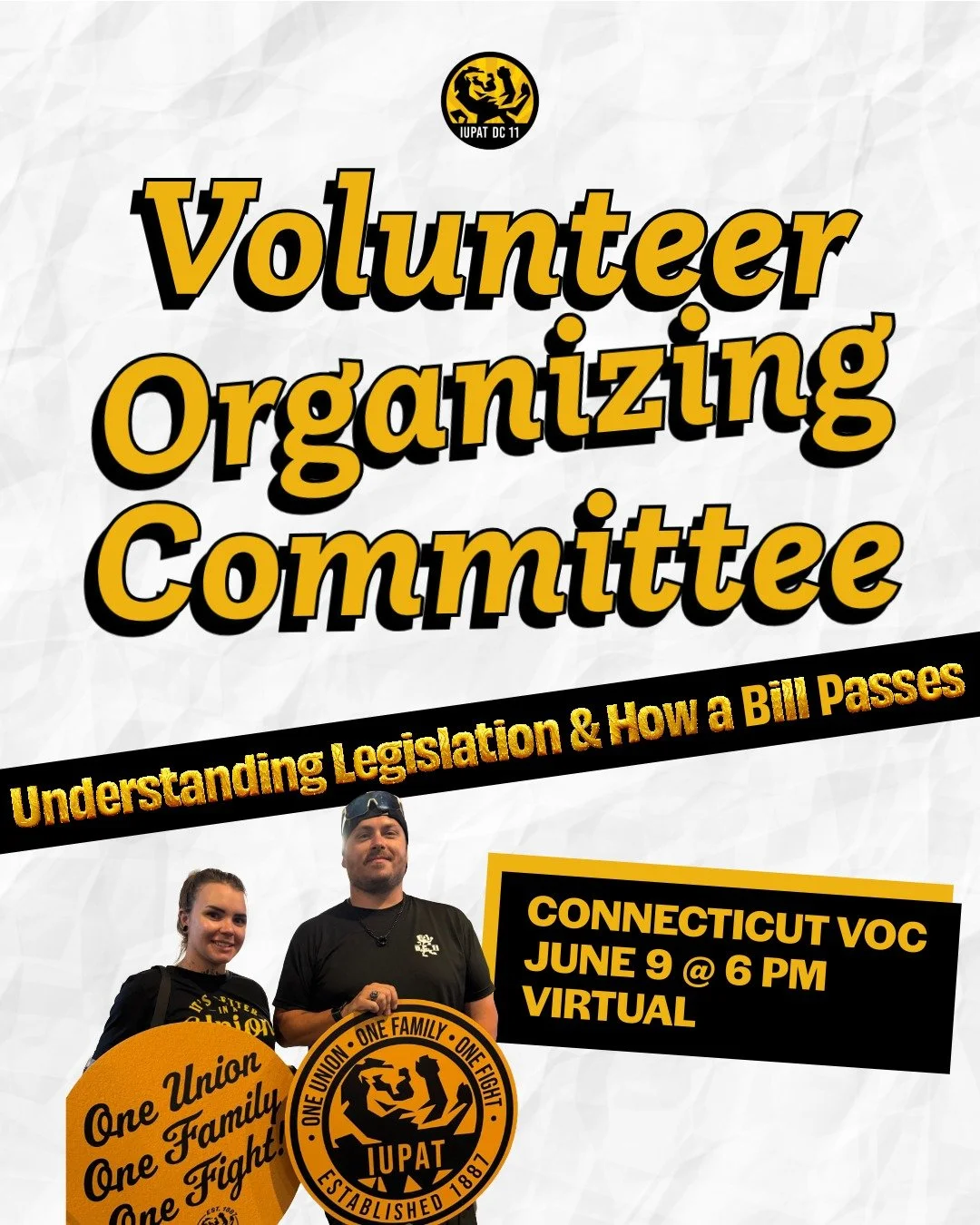 How does a bill get passed? How does legislation actually work? How do we, as a Union, get our needs met through our government?

Join us next week to learn how it all works and how understanding the process can strengthen us as a Union and as a comm
