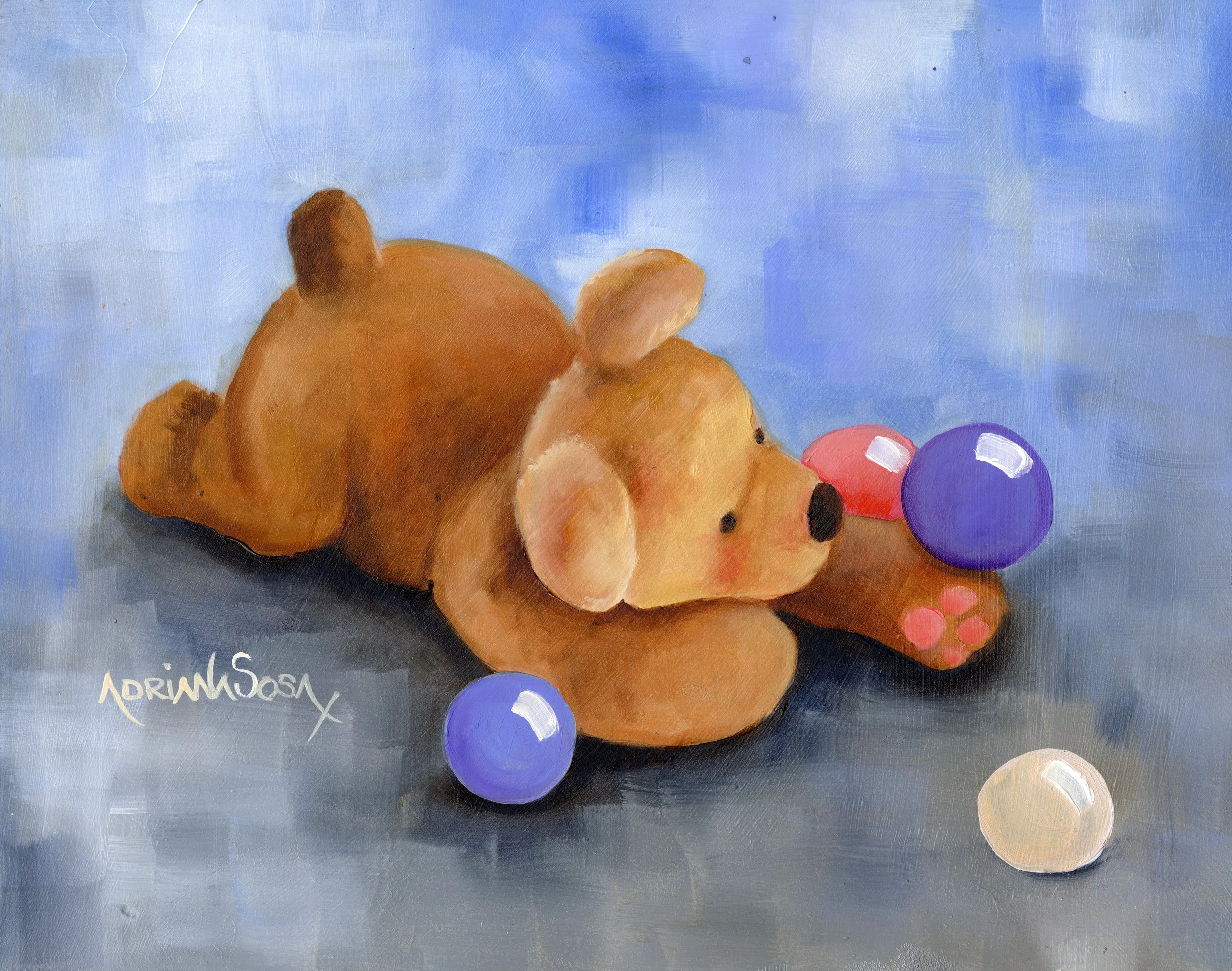 "Oso". Óleo sobre madera, 30x25 cm. 