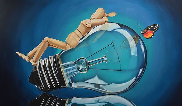 "Reposando en la idea" Técnica mixta 70 x 120 cm.