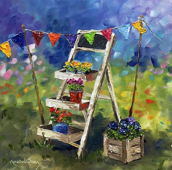 "Picnic". Óleo sobre tela 30 x 30 cm.