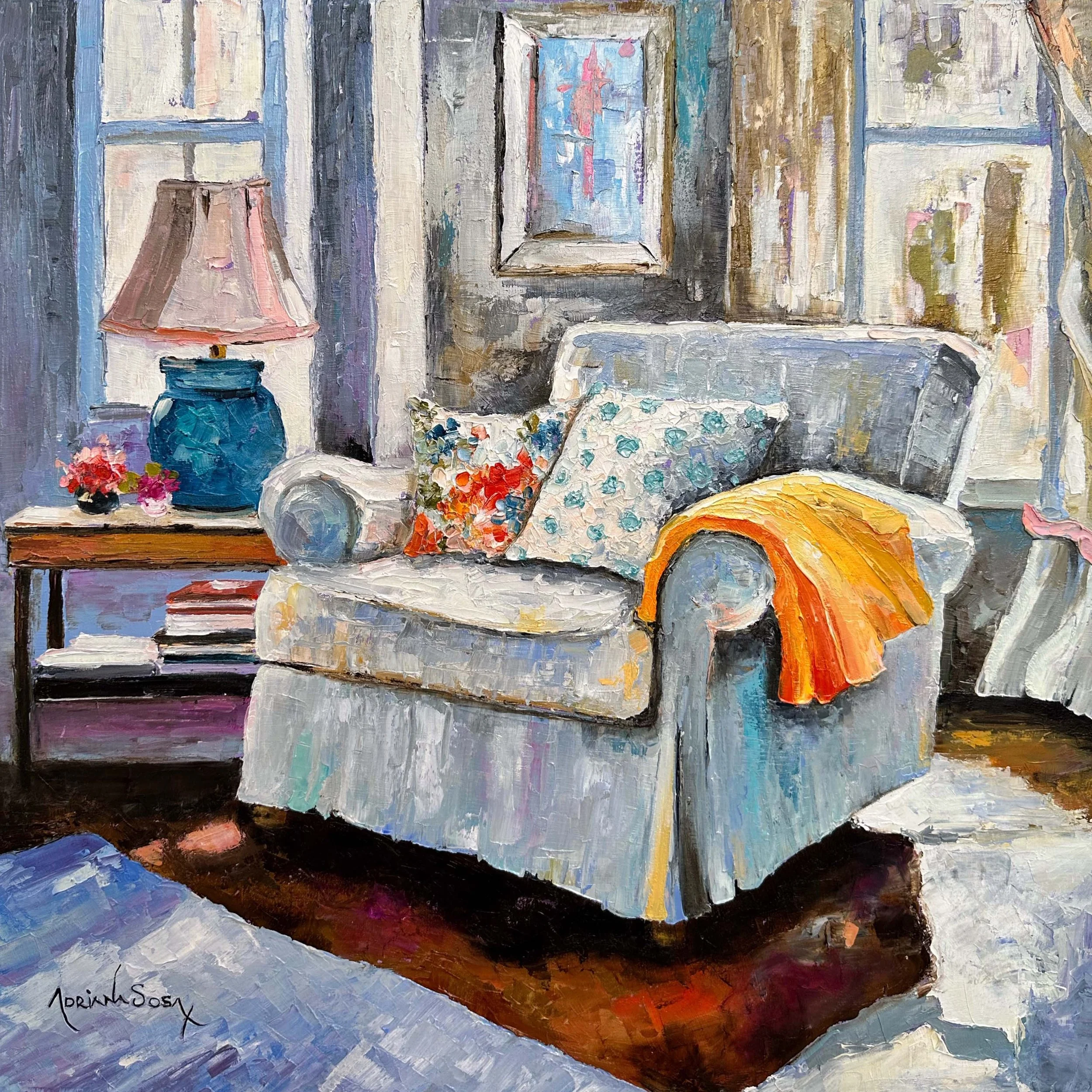 "Me encanto". Óleo sobre tela, técnica espátula, 50x50 cm. 