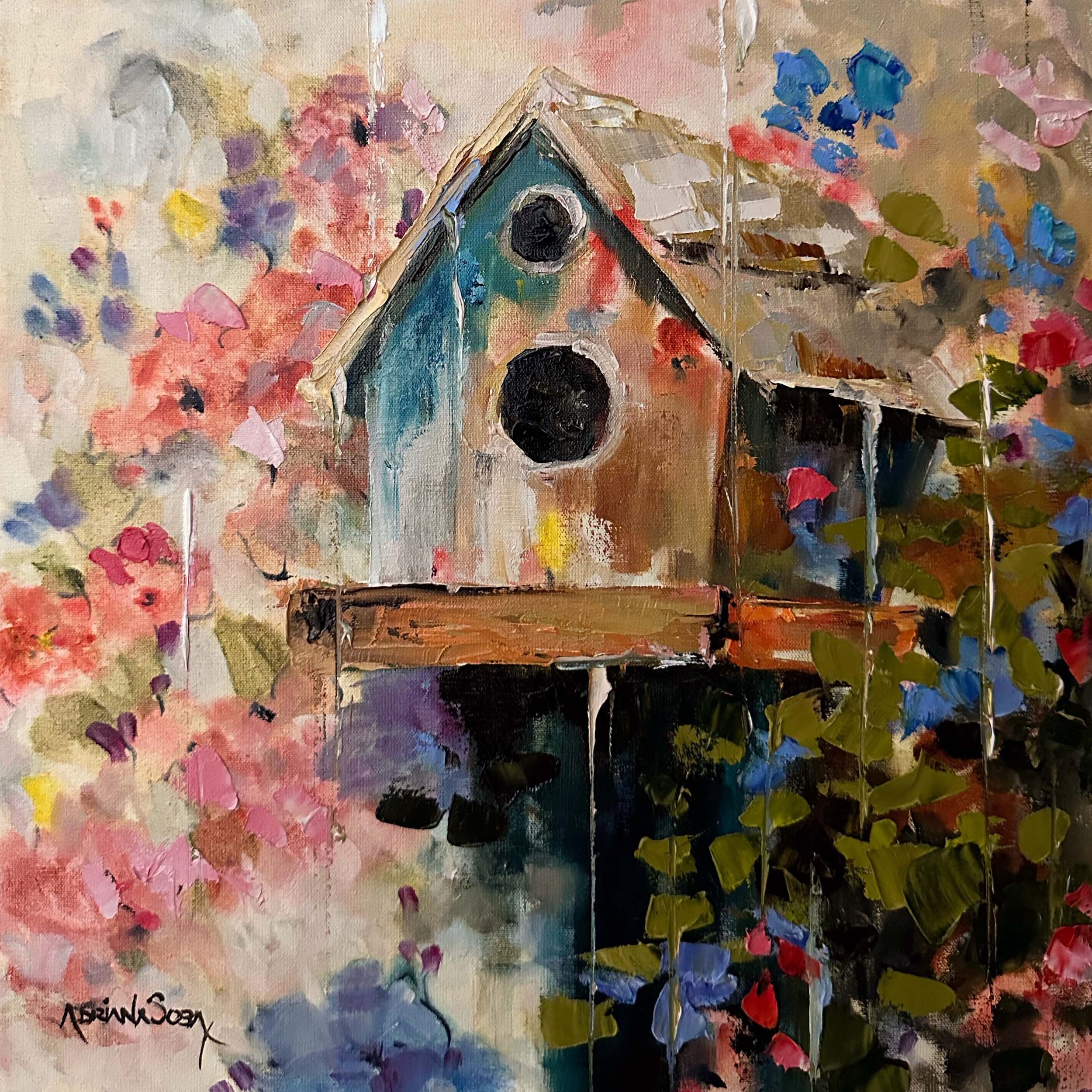 "Penthouse". Óleo sobre tela, técnica espátula, 30x30 cm. 