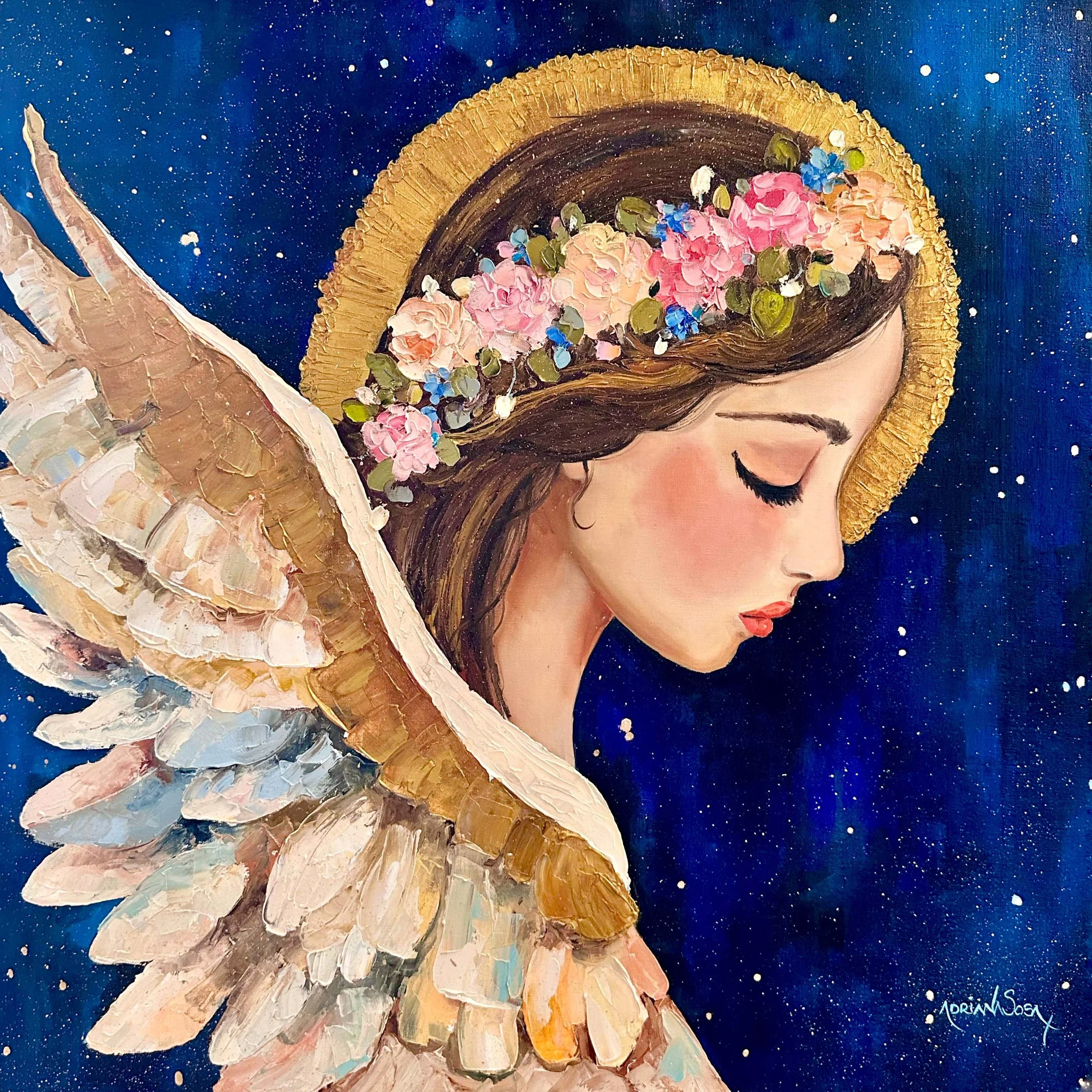 "Cuidame". Óleo sobre tela, técnica mixta, 40x40 cm. 