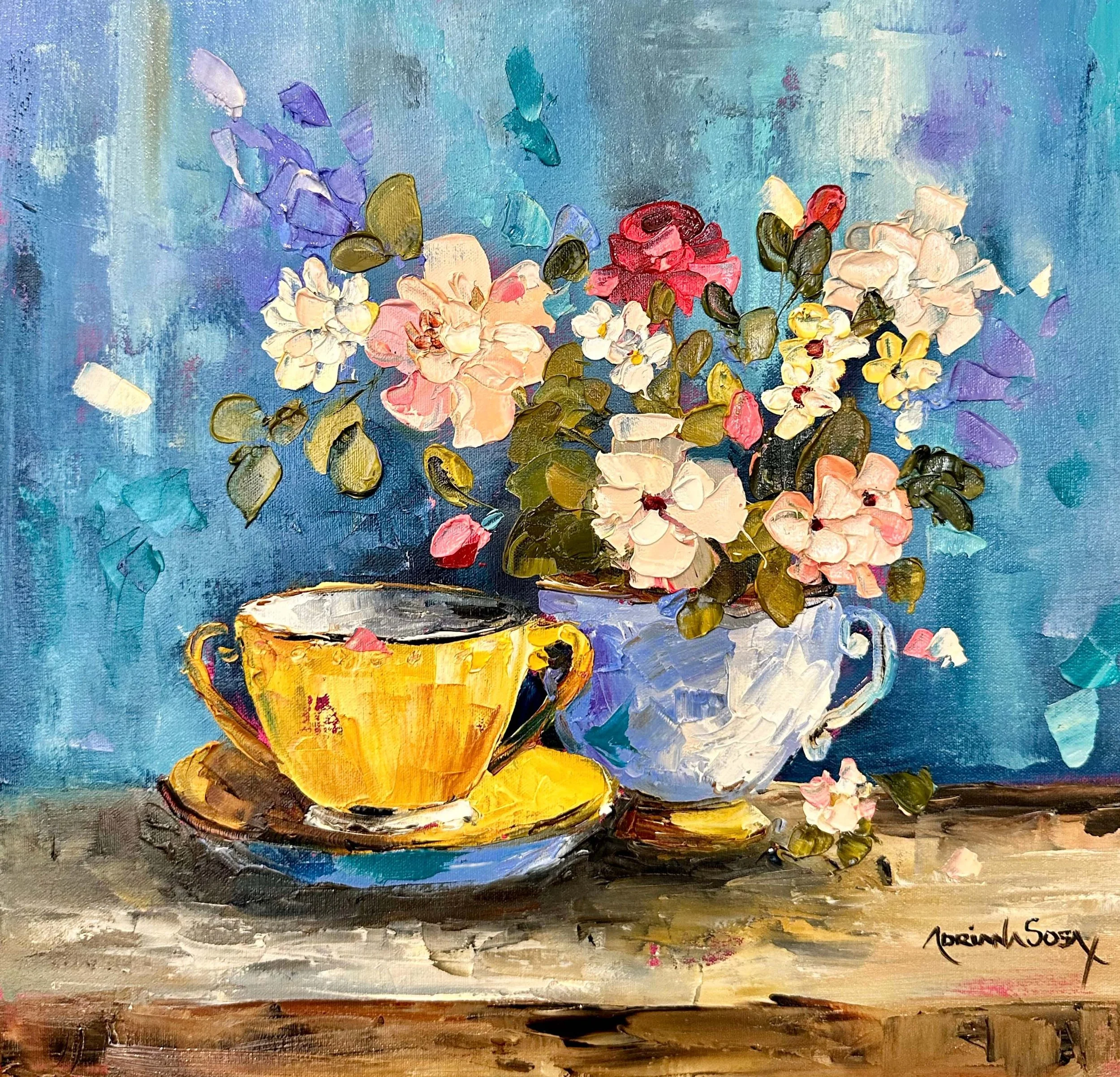 "Empatadas". Óleo sobre tela, técnica espátula, 30x30 cm. 