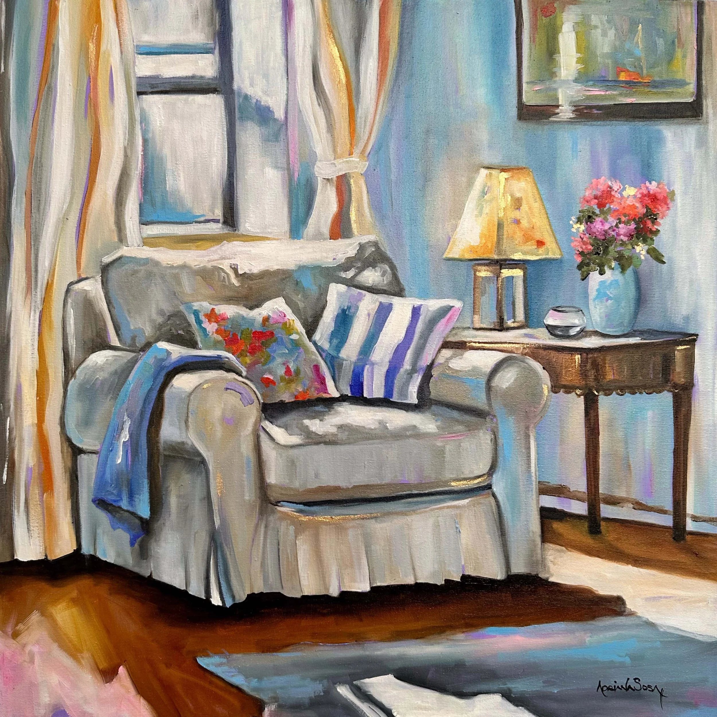 "Me fascino". Óleo sobre tela, 50x50 cm. 