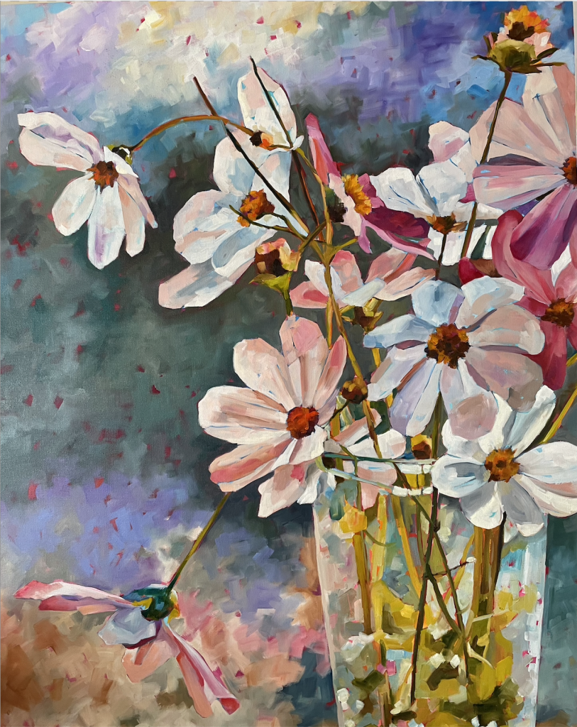 "Floreciendo". Óleo sobre tela, técnica multicapas 80 x 100 cm.