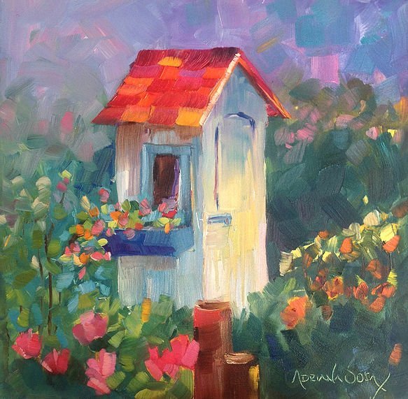 "Un paseo por la mañana". Óleo sobre tela 20 x 20 cm.