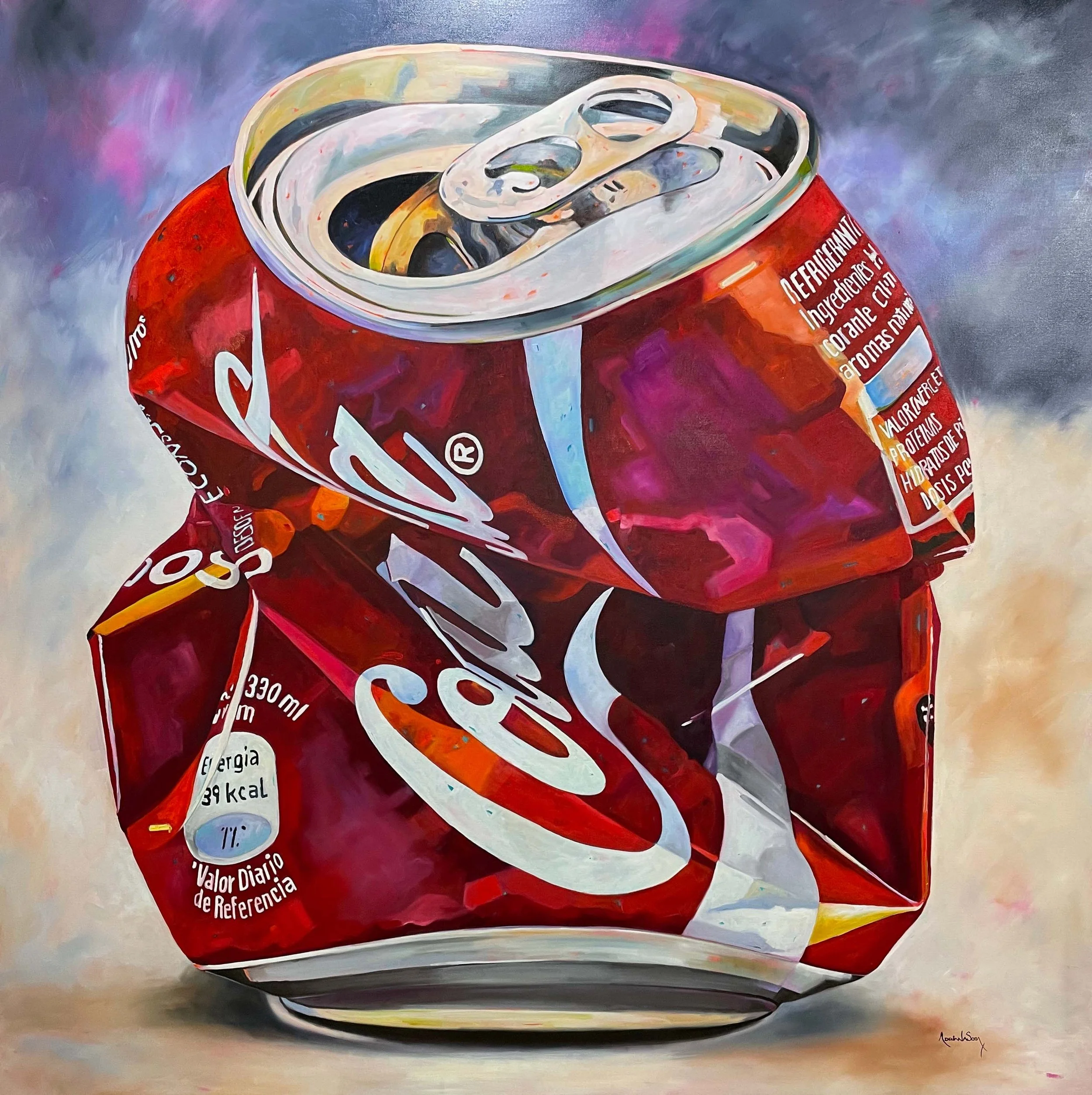  "Colisión efervescente".   Óleo sobre tela. Medidas: 120x120 cm.

