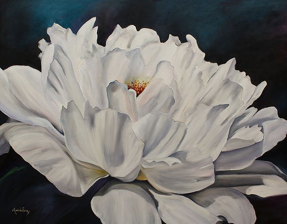 "Jardín en blanco". Óleo sobre tela 120 x 90 cm.