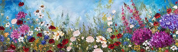 "El paseo de Eva". Óleo sobre tela, técnica espátula 30 x 100 cm.