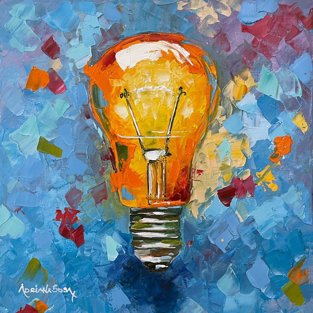 "Foco brillante". Óleo sobre tela, técnica empaste 30 x 30 cm.