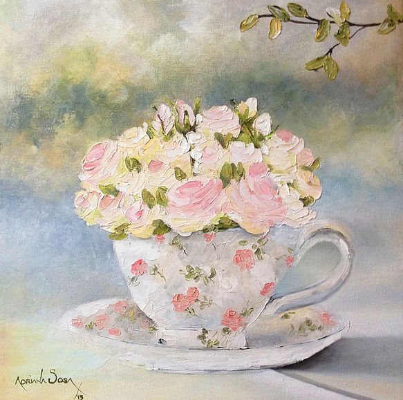 Colección: Las Tazas "A". Óleo sobre tela 30 x 30 cm.