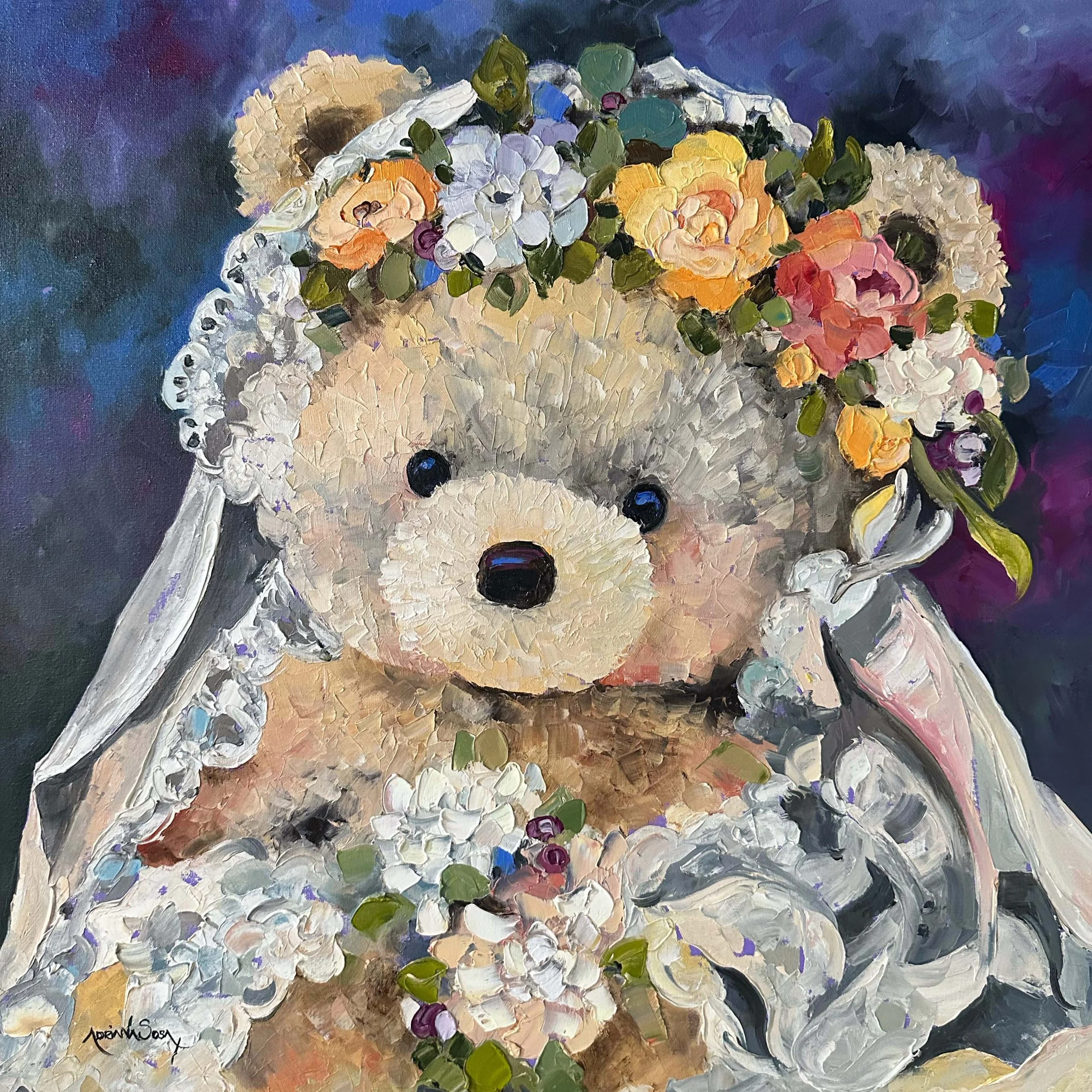 "Dulce novia". Óleo sobre tela, técnica espátula, 50x50 cm. 