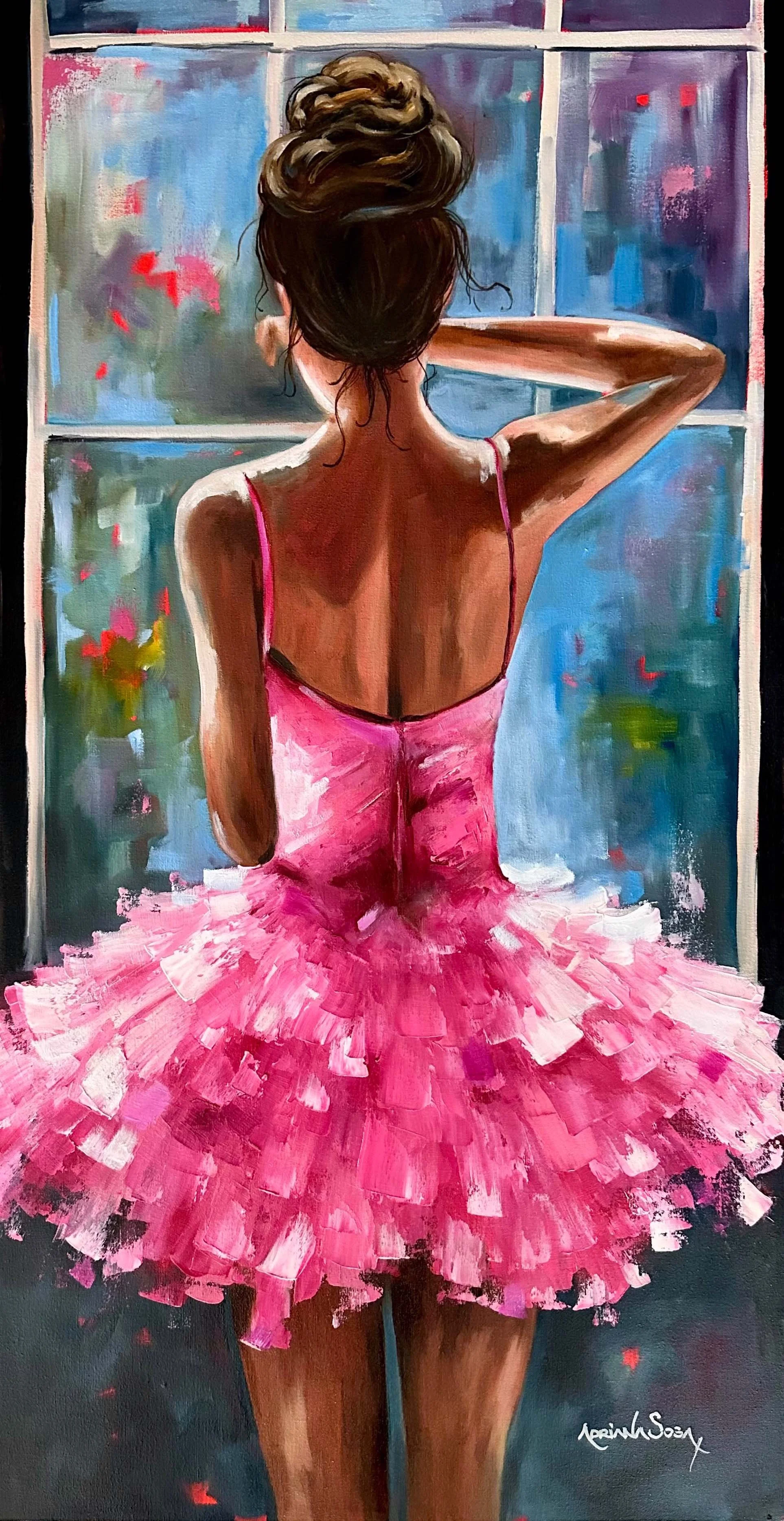 "Bailarina". Óleo sobre tela, técnica mixta, 40x80 cm. 