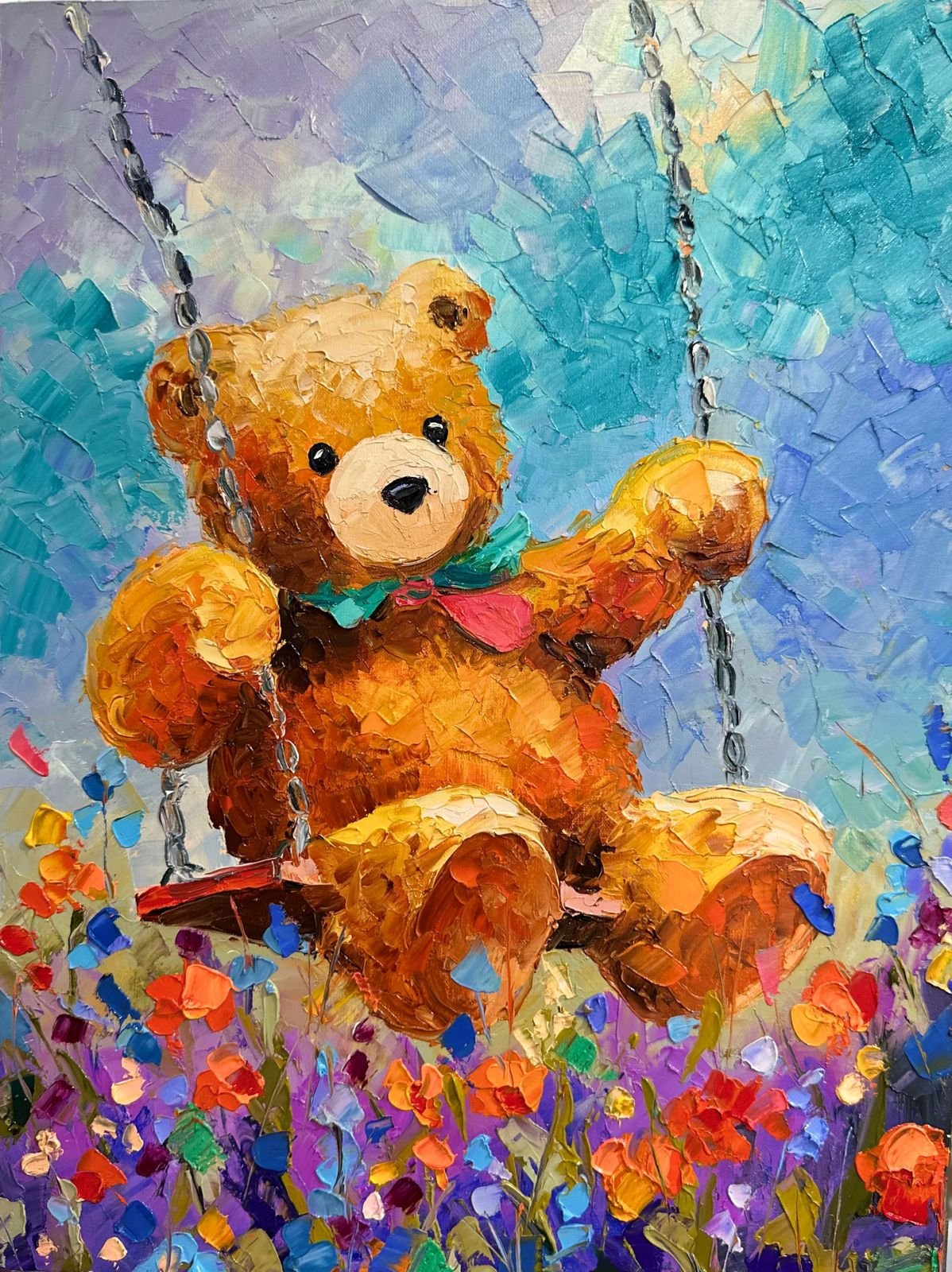 Colección Teddy "Libre". Óleo sobre tela, técnica empaste 30 x 30 cm.