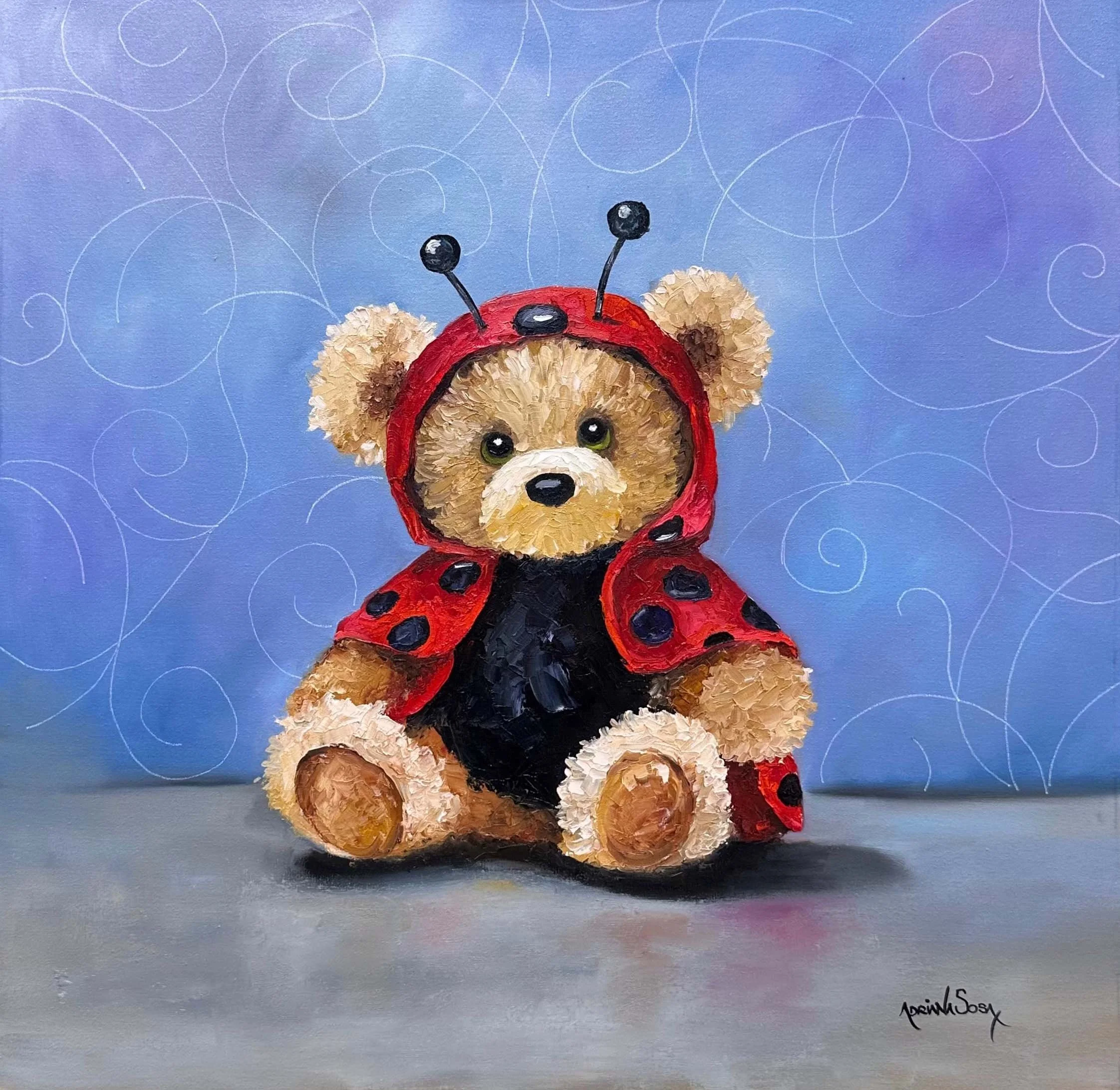 "Disfraz de primavera". Óleo sobre tela, técnica mixta, 40x40 cm. 