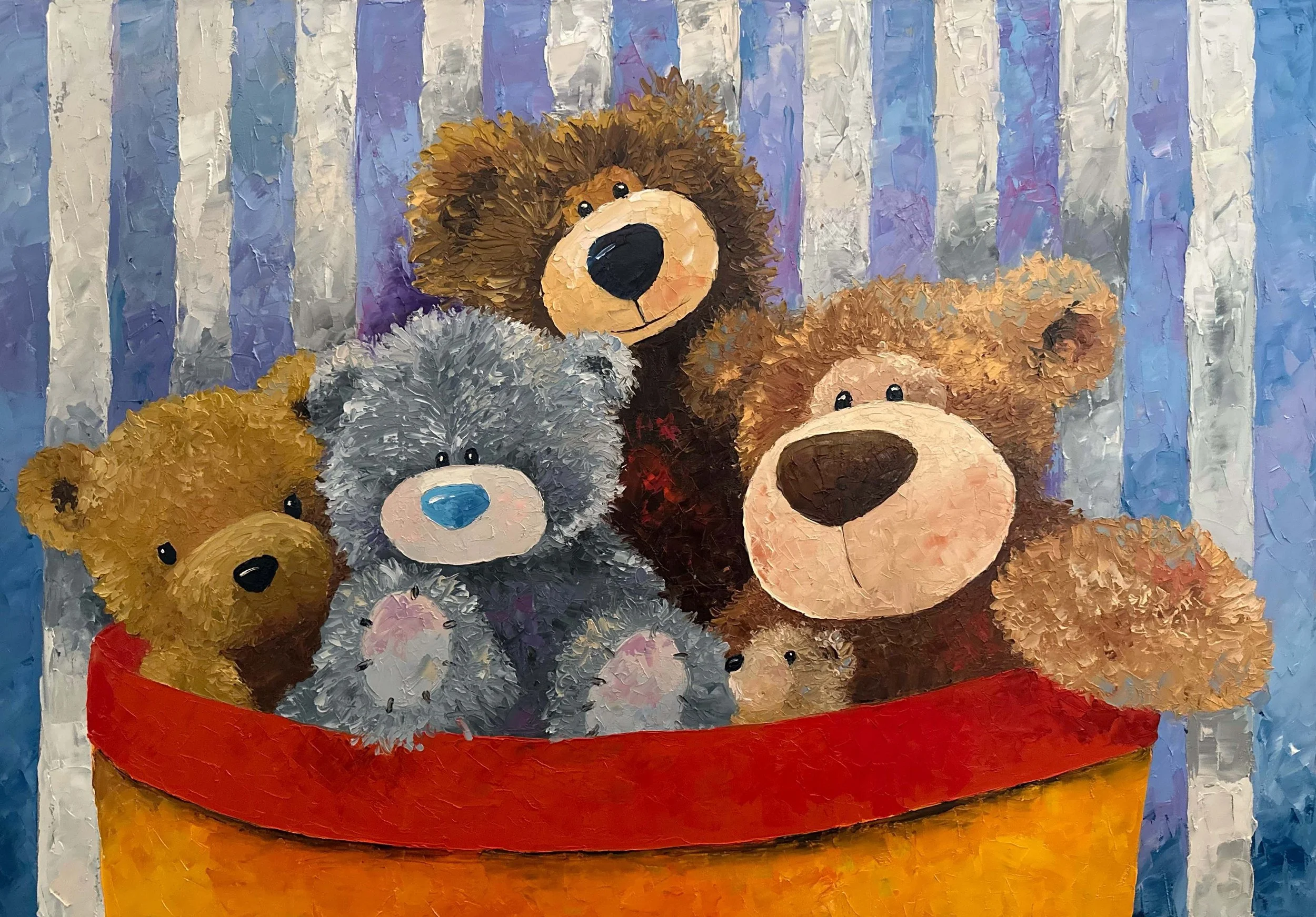 "Esperando para jugar". Óleo sobre tela, técnica empastes, 60x90 cm. 