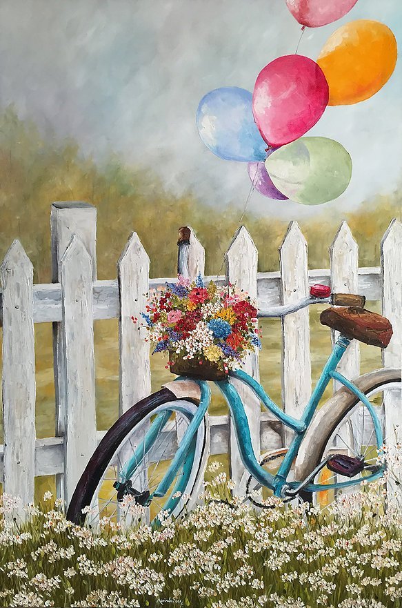 "¡Aniversario... festejemos...la vida!". Óleo sobre tela 80 x 120 cm.