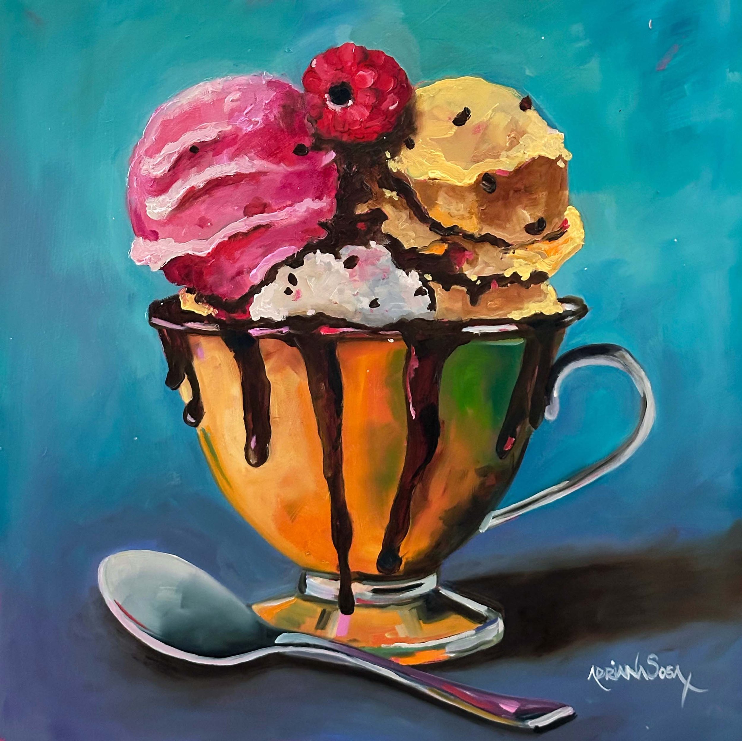 "Delicioso". Óleo sobre madera, 30x30 cm. 